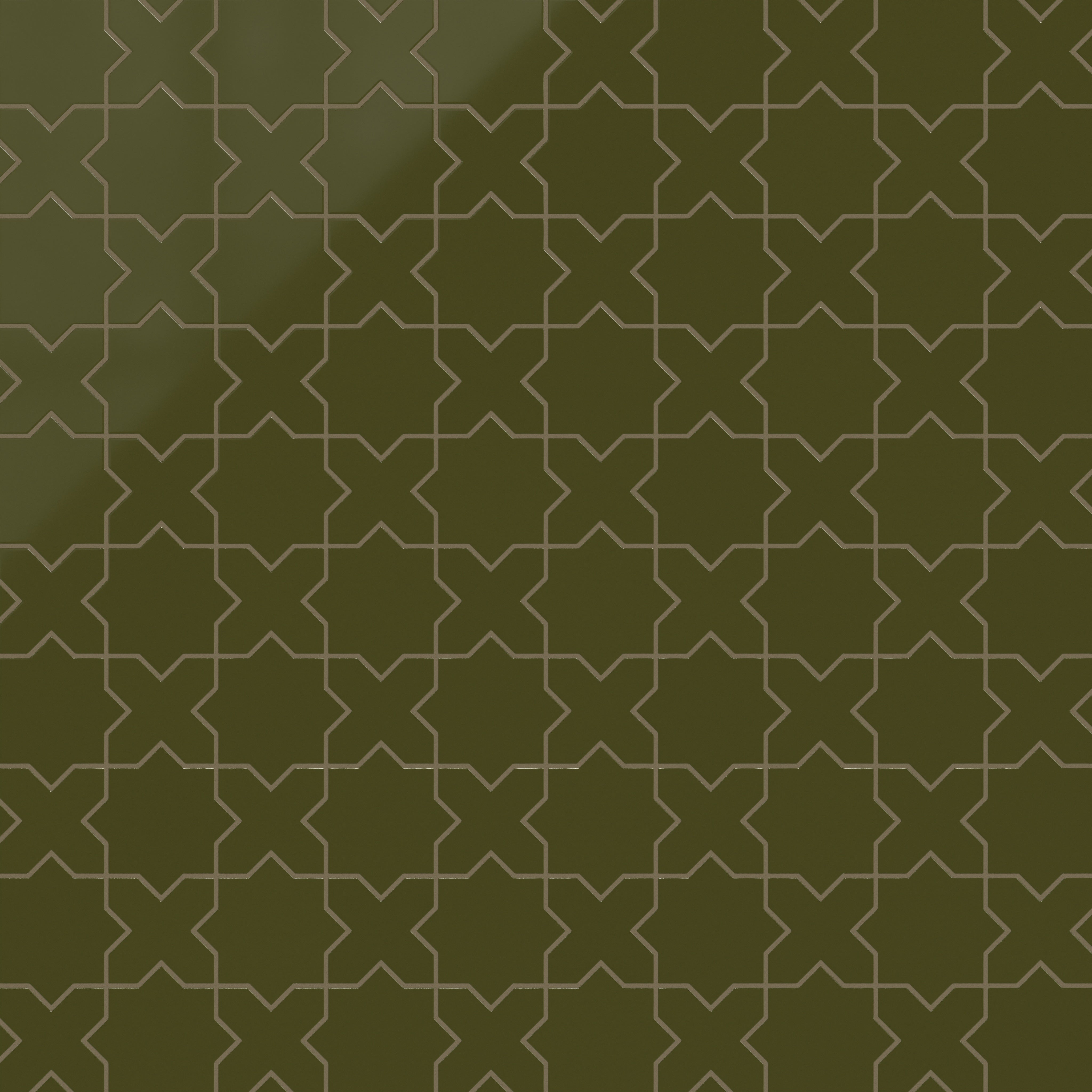 Star & Cross Original Ceramic Tile in Bonsai Gloss