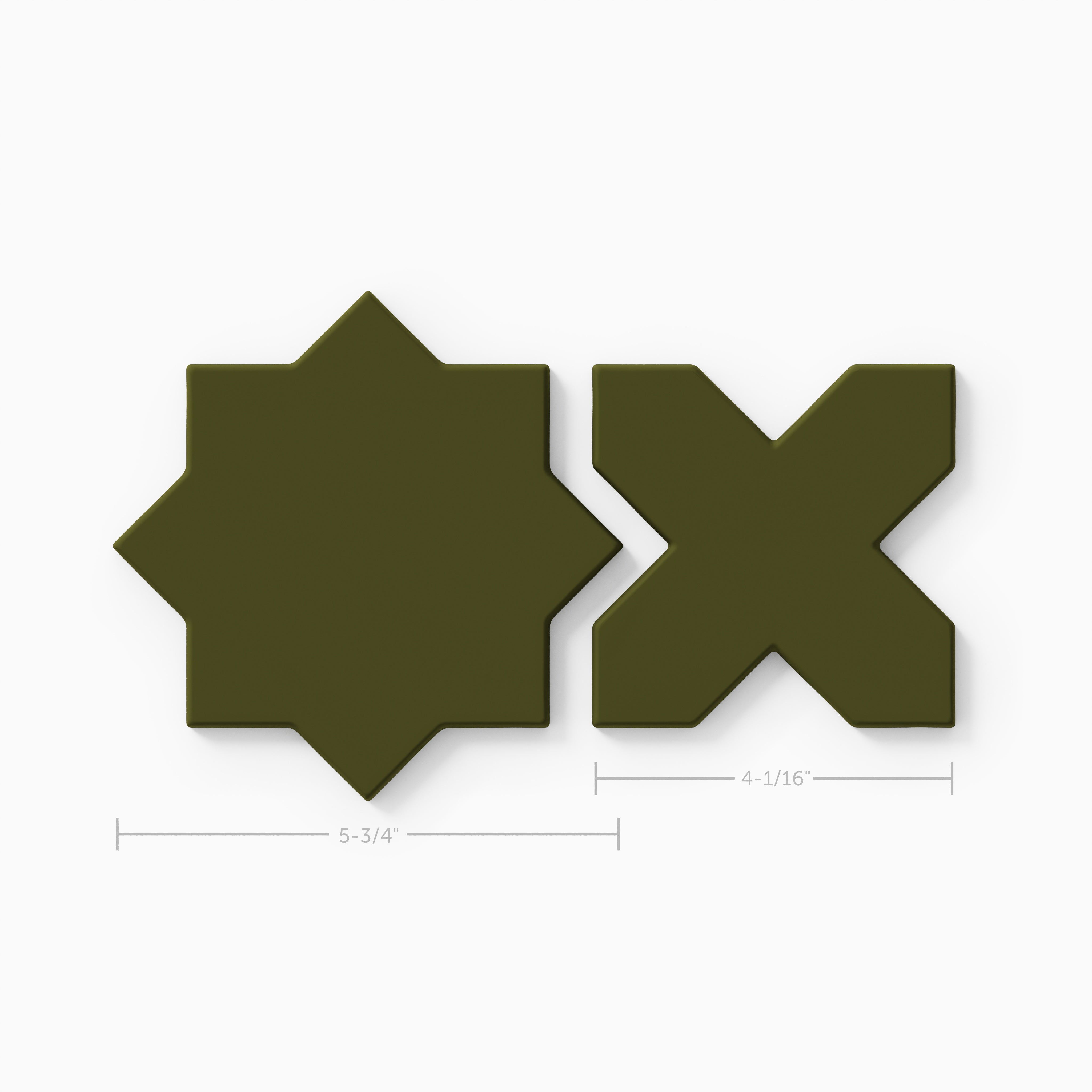 Mini Star & Cross Original Ceramic Tile in Bonsai Matte