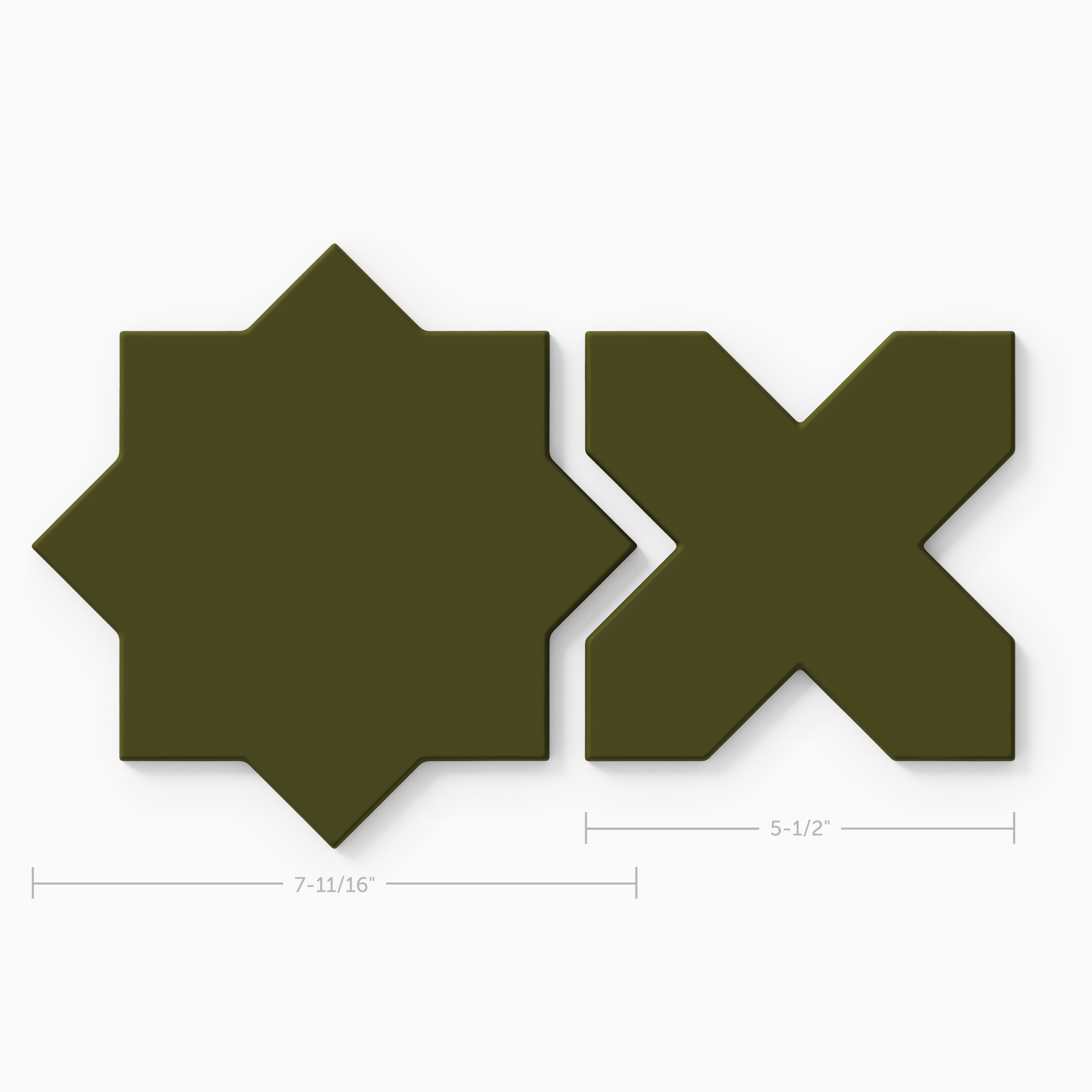 Star & Cross Original Ceramic Tile in Bonsai Matte
