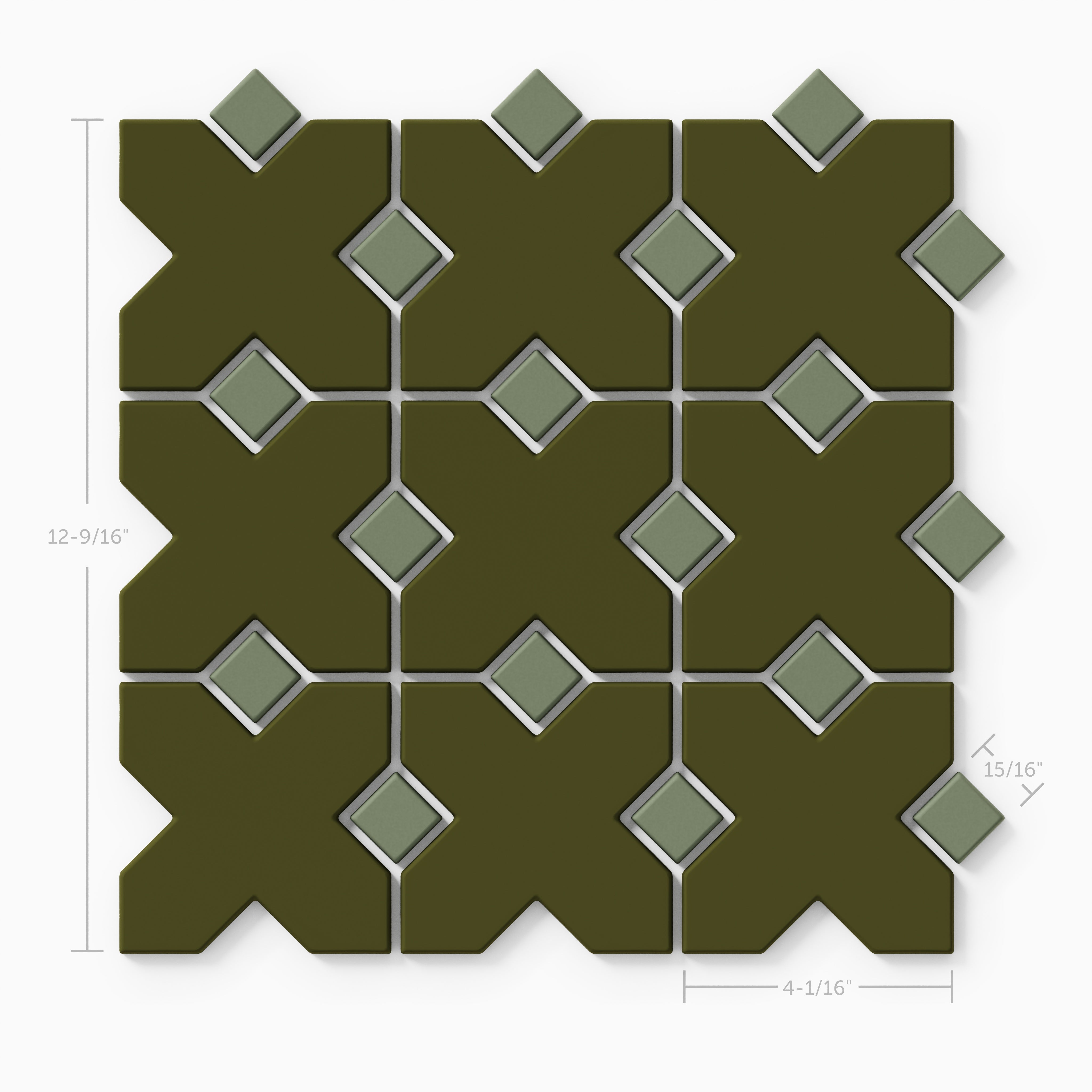 Hacienda Sheeted Original Ceramic Tile in Bonsai Matte & Peabody Matte