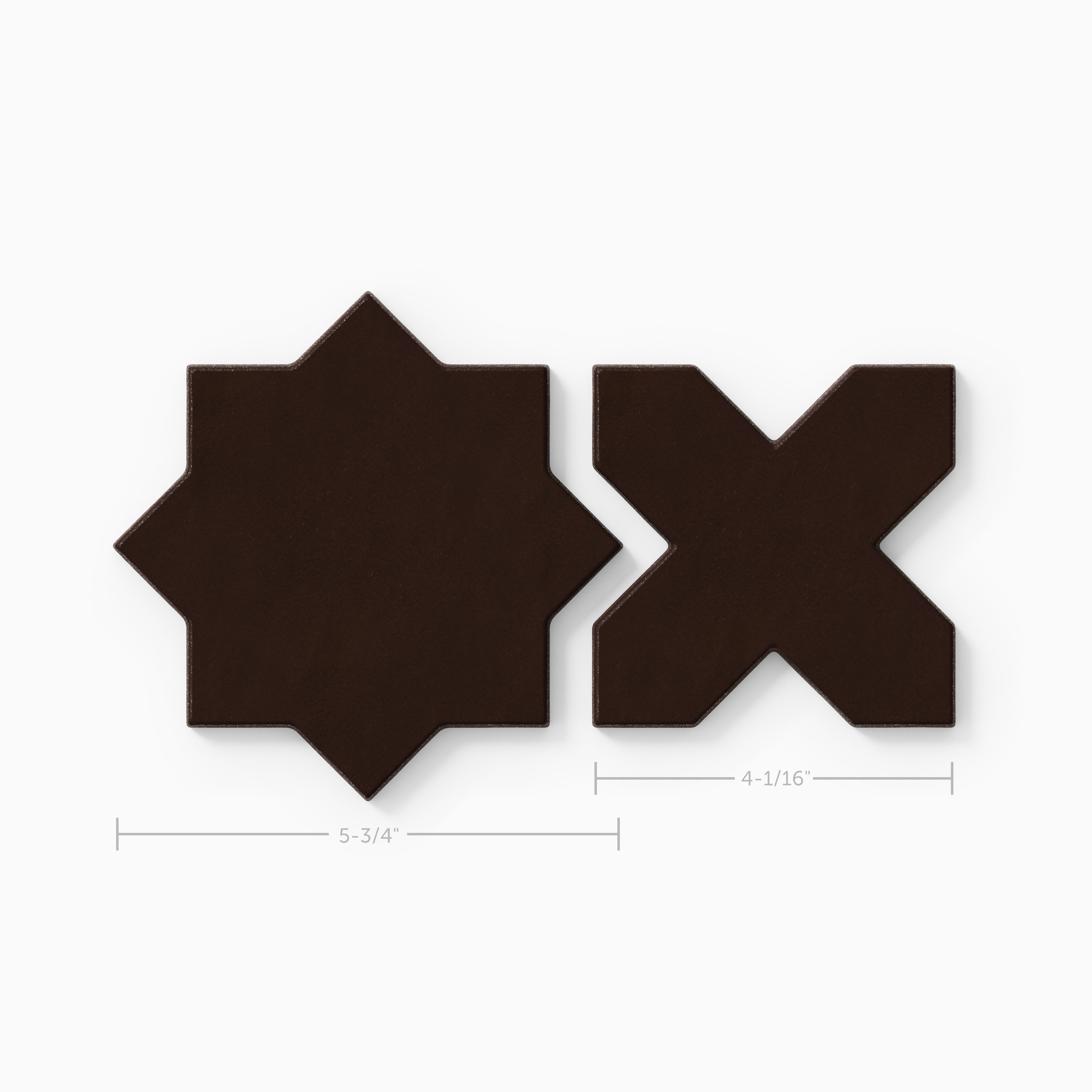 Mini Star & Cross Original Ceramic Tile in Burnt Umber