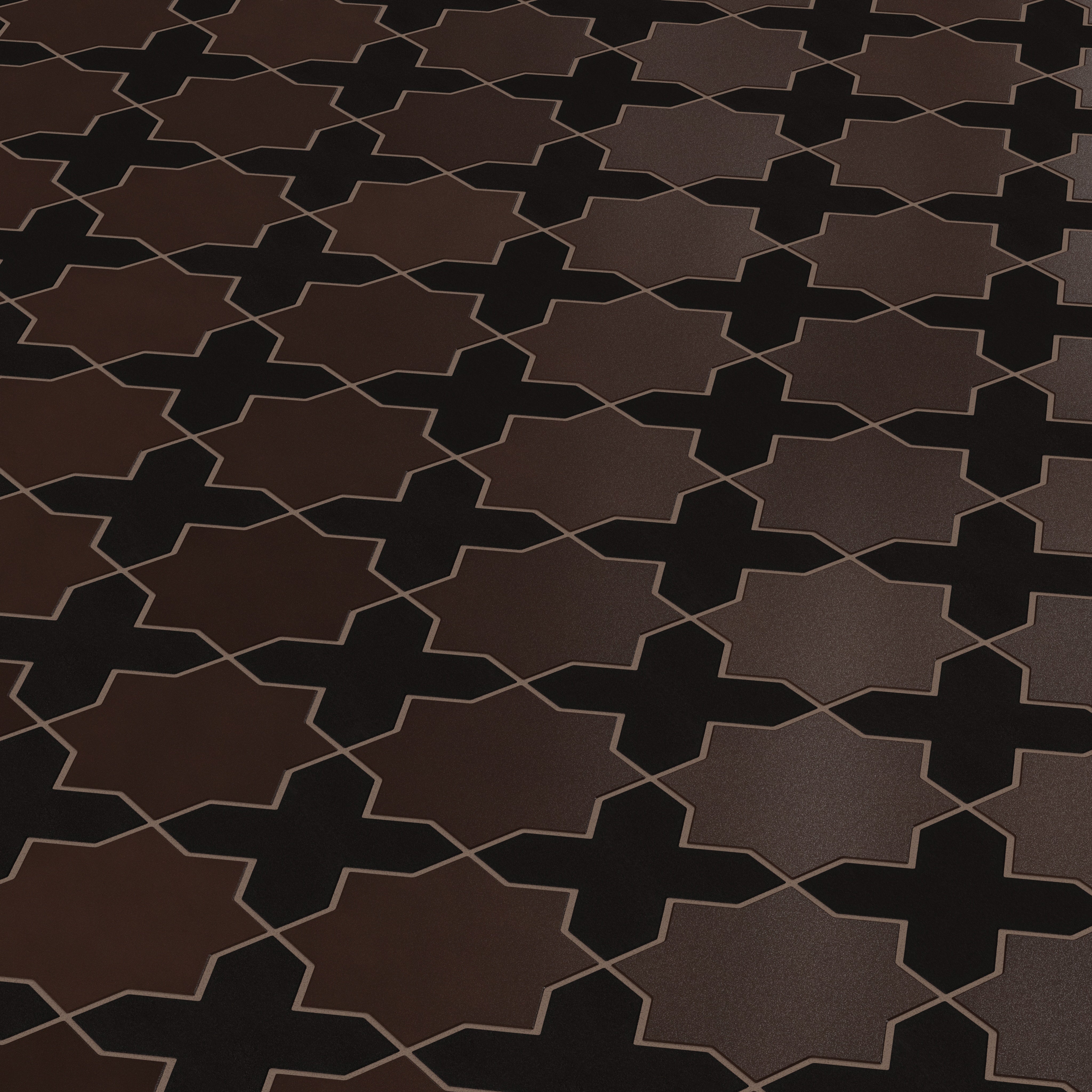 Star & Cross Original Ceramic Tile in Burnt Umber & Raven Matte