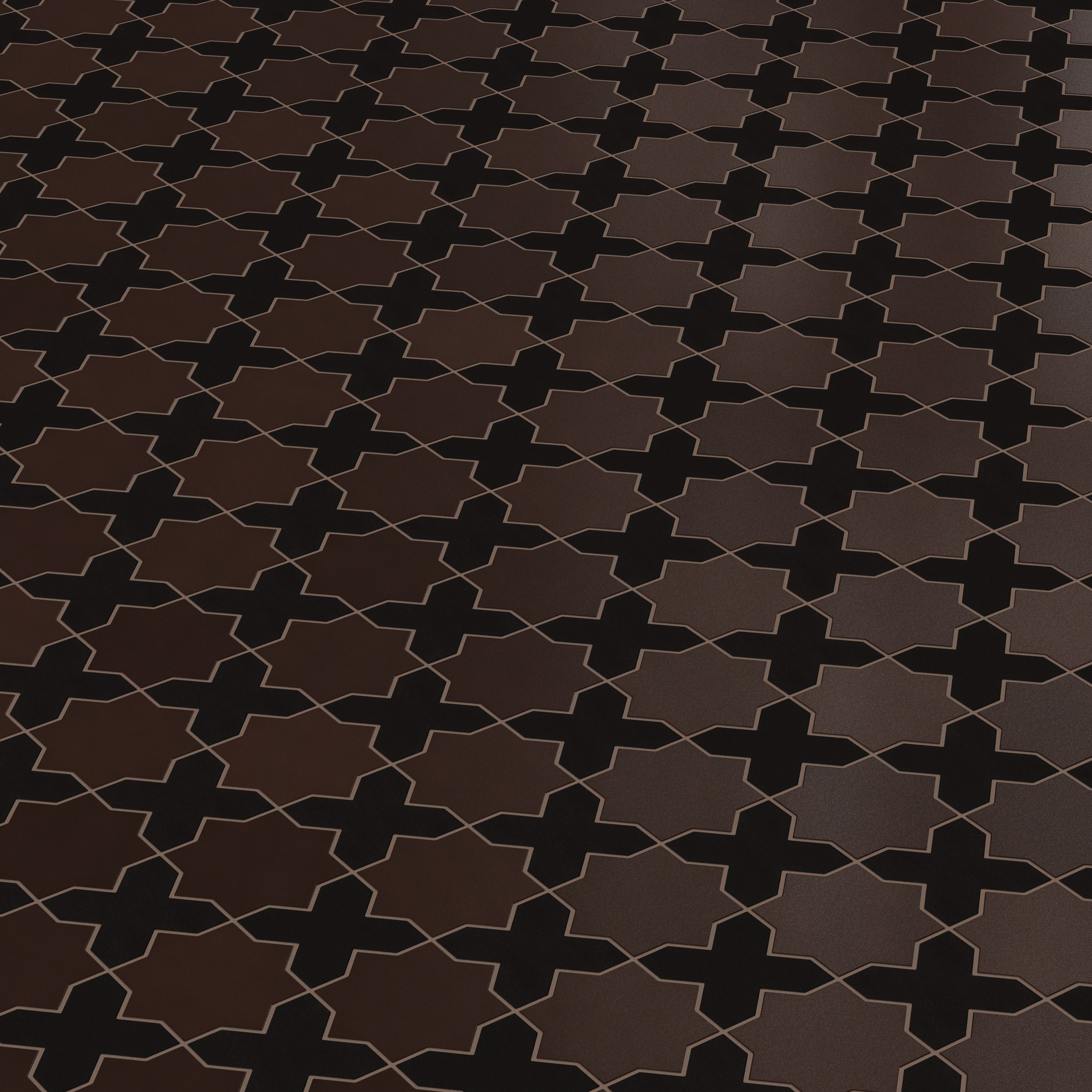 Star & Cross Original Ceramic Tile in Burnt Umber & Raven Matte