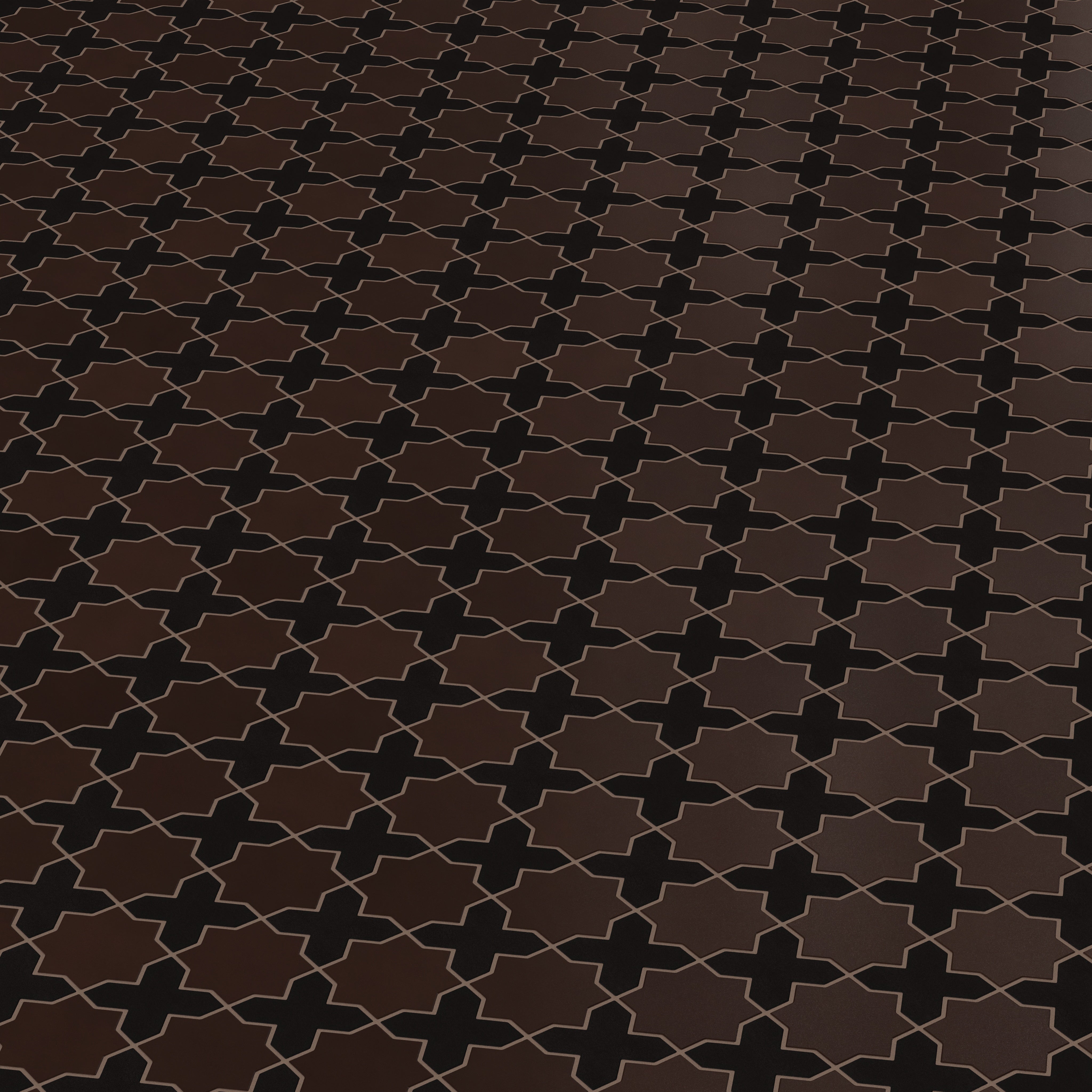 Mini Star & Cross Original Ceramic Tile in Burnt Umber & Raven Matte