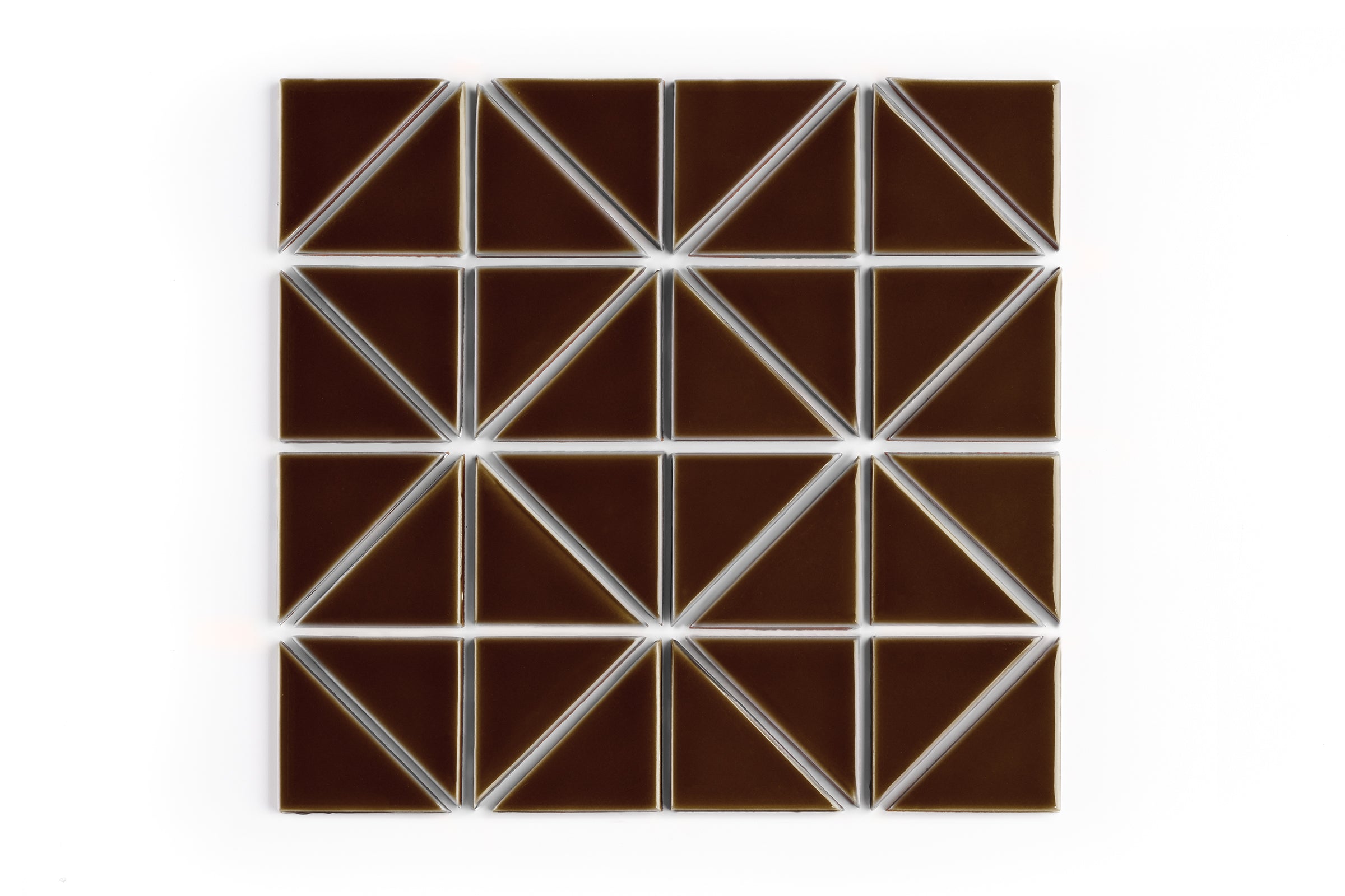 3" Triangle Sheeted - Quadrant Original Ceramic Mosaic Tile in Garnet Gloss