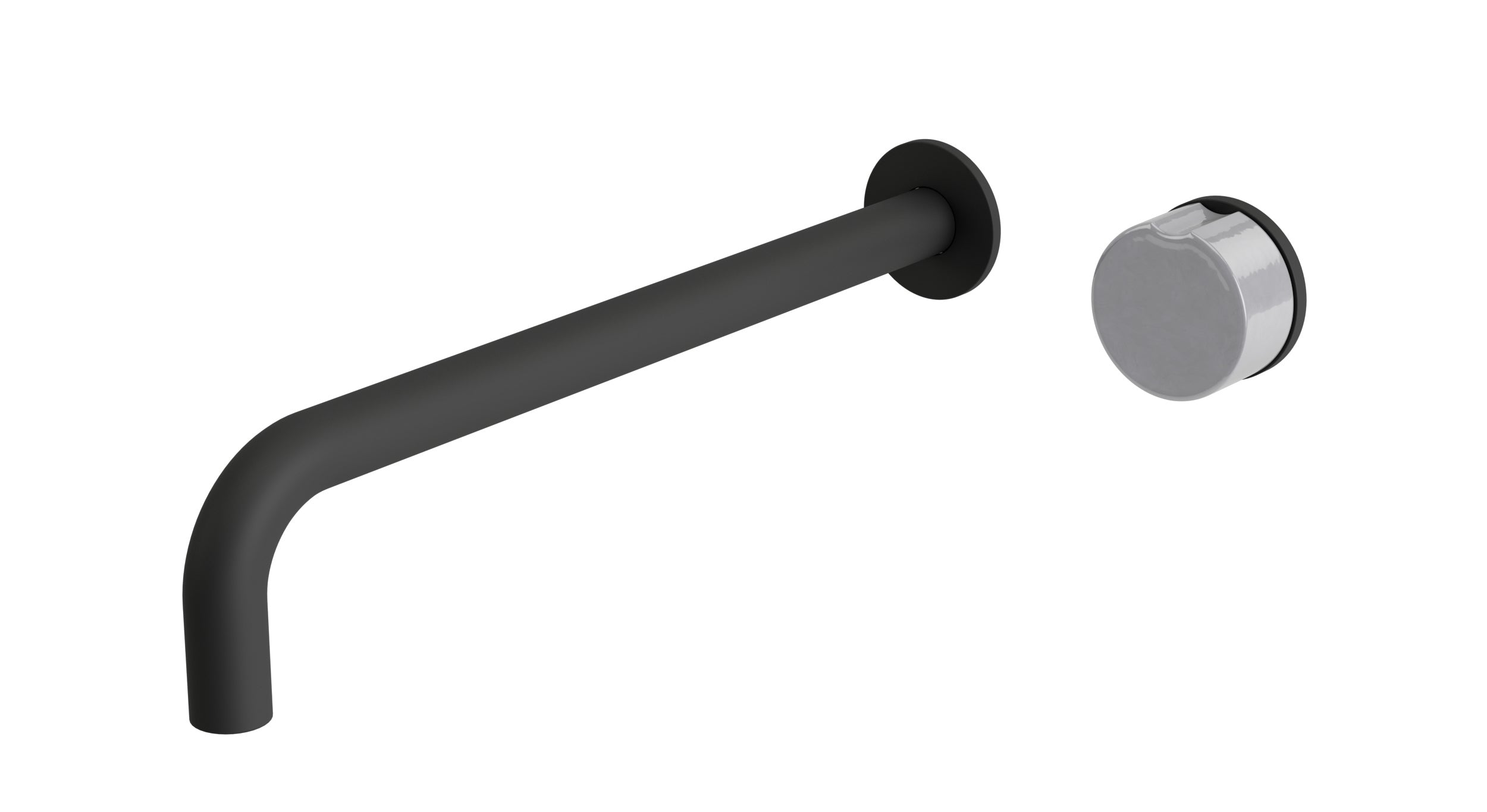 Foundry One Handle Wall Mount 12" Lavatory Faucet with Groove Ceramic Knob Handle in Matte Black