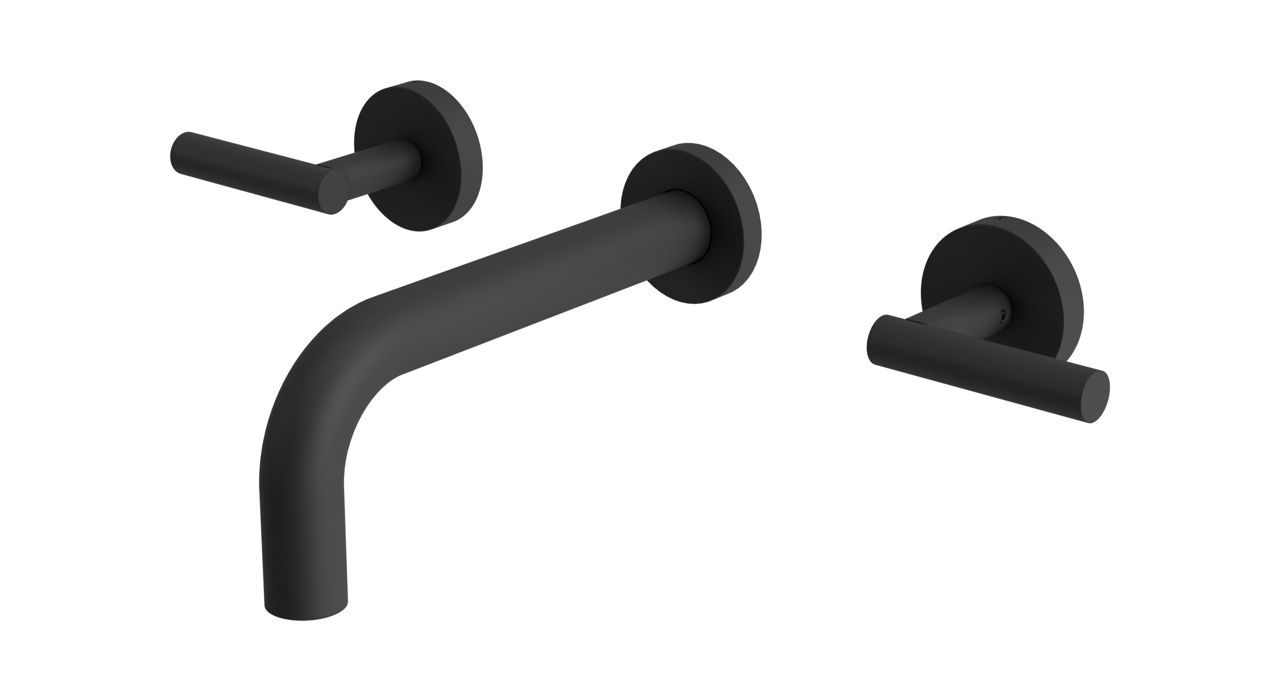 Contour Two Handle Wall Mount 7.5" Lavatory Faucet with Soft Lever Handles in Matte Black