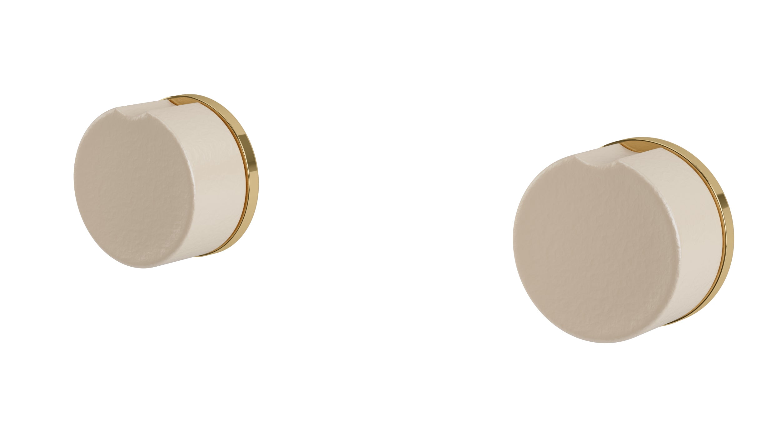 Foundry Two Handle Wall Mount Bath Trim with Groove Ceramic Knob Handles in Polished Brass