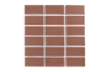 2x4 Straight Set Sheeted Original Ceramic Mosaic Tile in Mauve Gloss