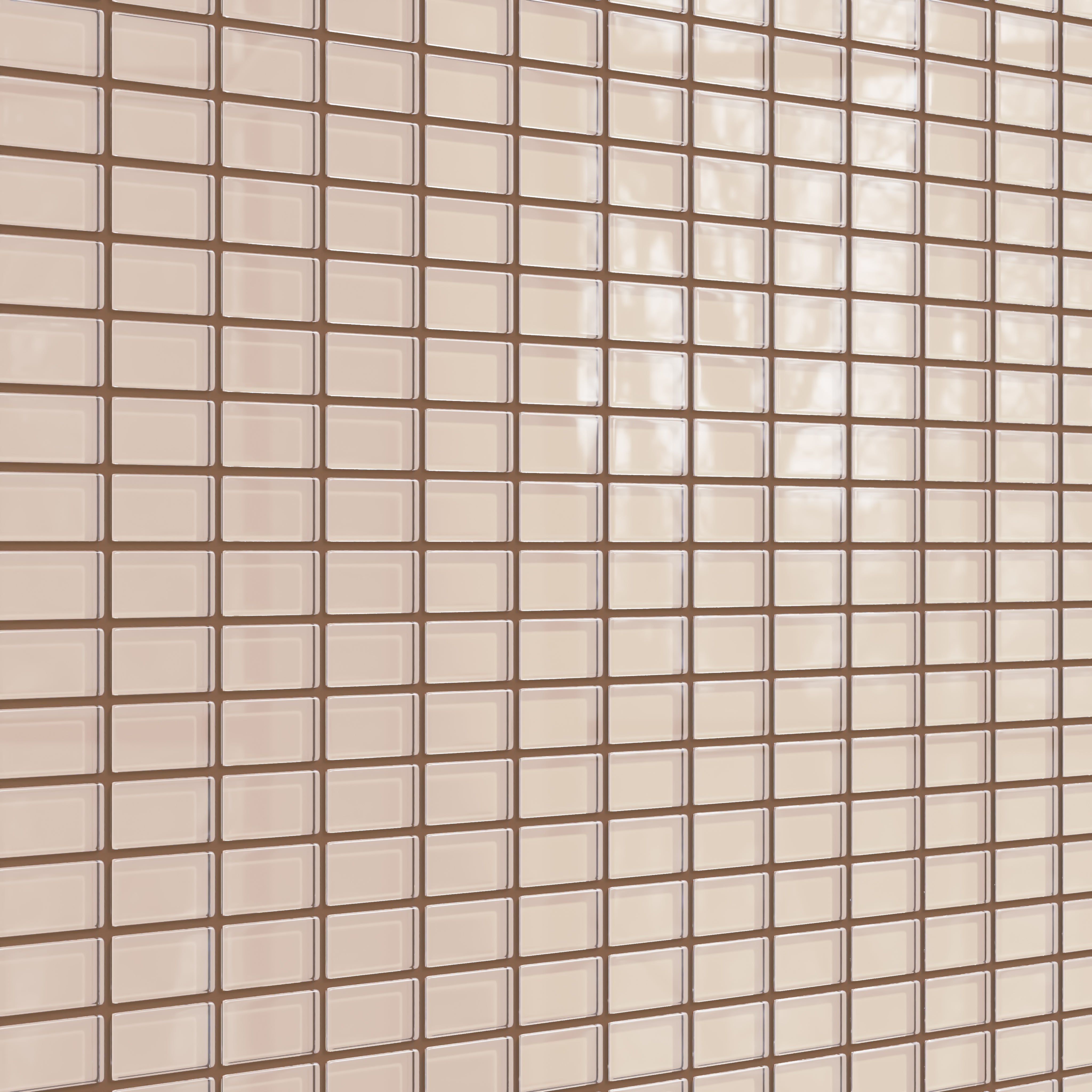 1x2 Straight Set Sheeted Glass Mosaic Tile in Rosy Finch Gloss