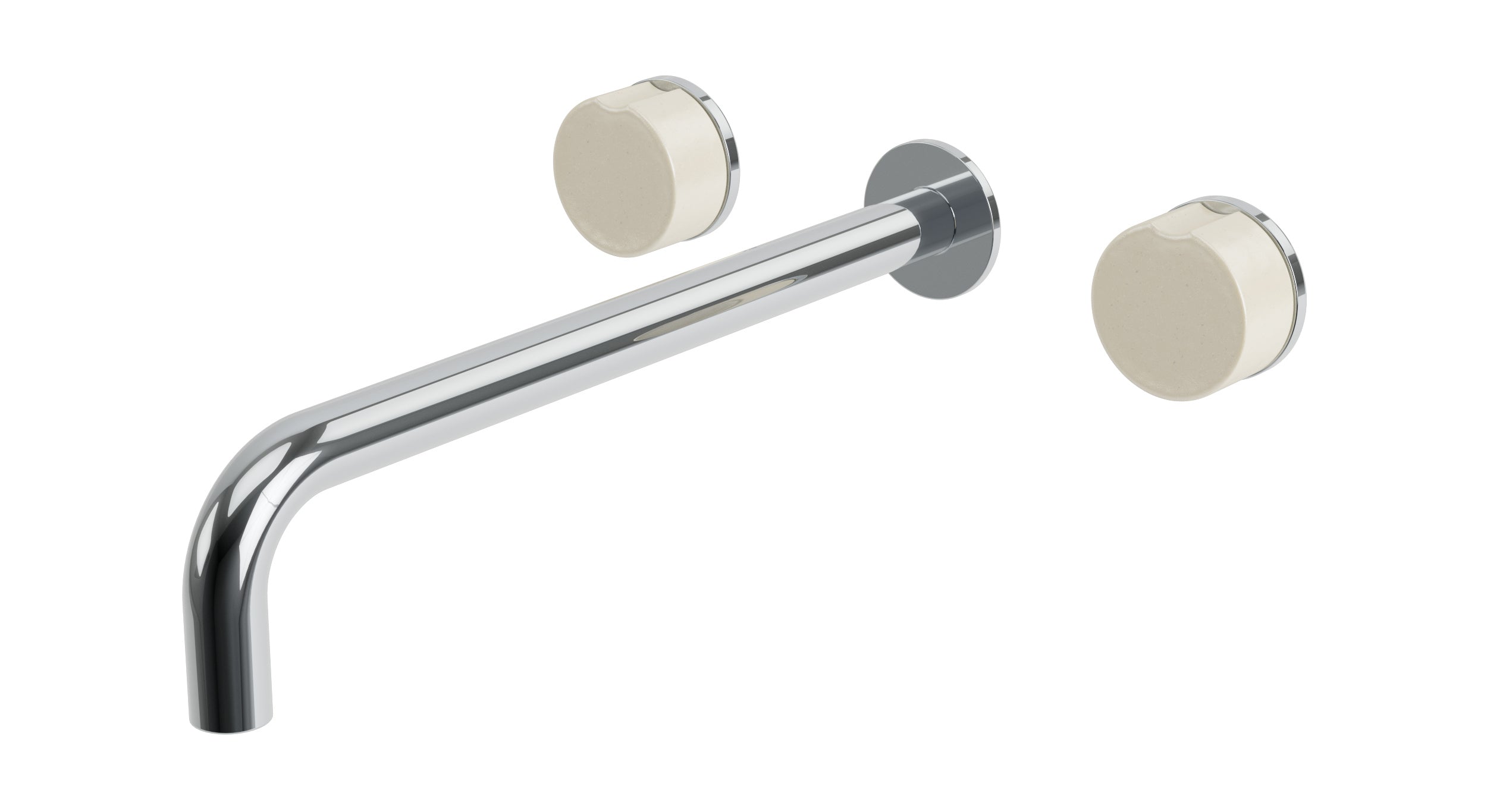 Foundry Two Handle Wall Mount 12" Lavatory Faucet with Groove Ceramic Knob Handles in Polished Chrome