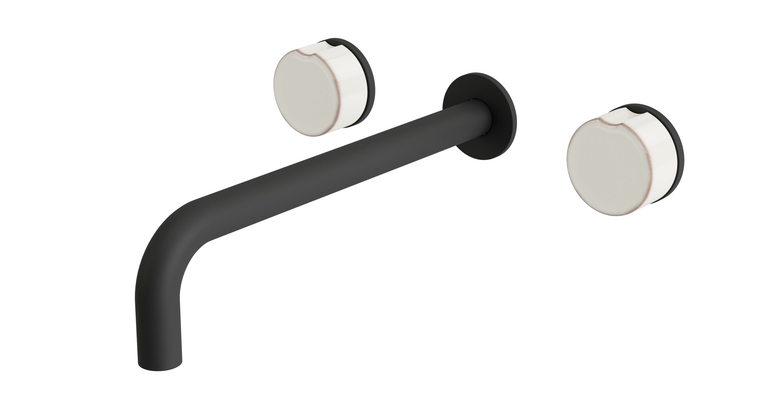 Foundry One Handle Wall Mount 10" Lavatory Faucet with Groove Ceramic Knob Handle in Matte Black