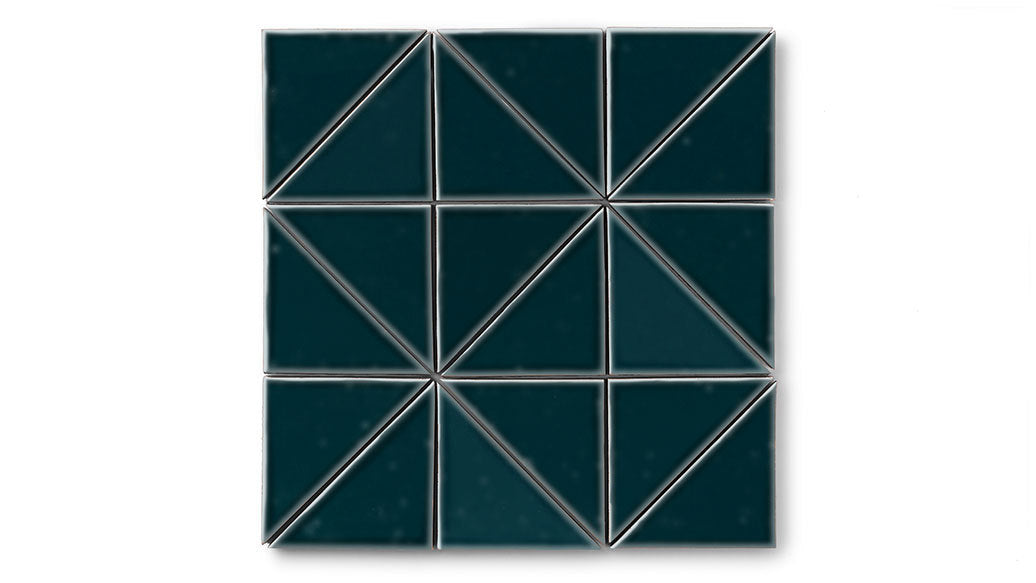 4" Triangle Original Ceramic Tile in Caspian Sea Gloss