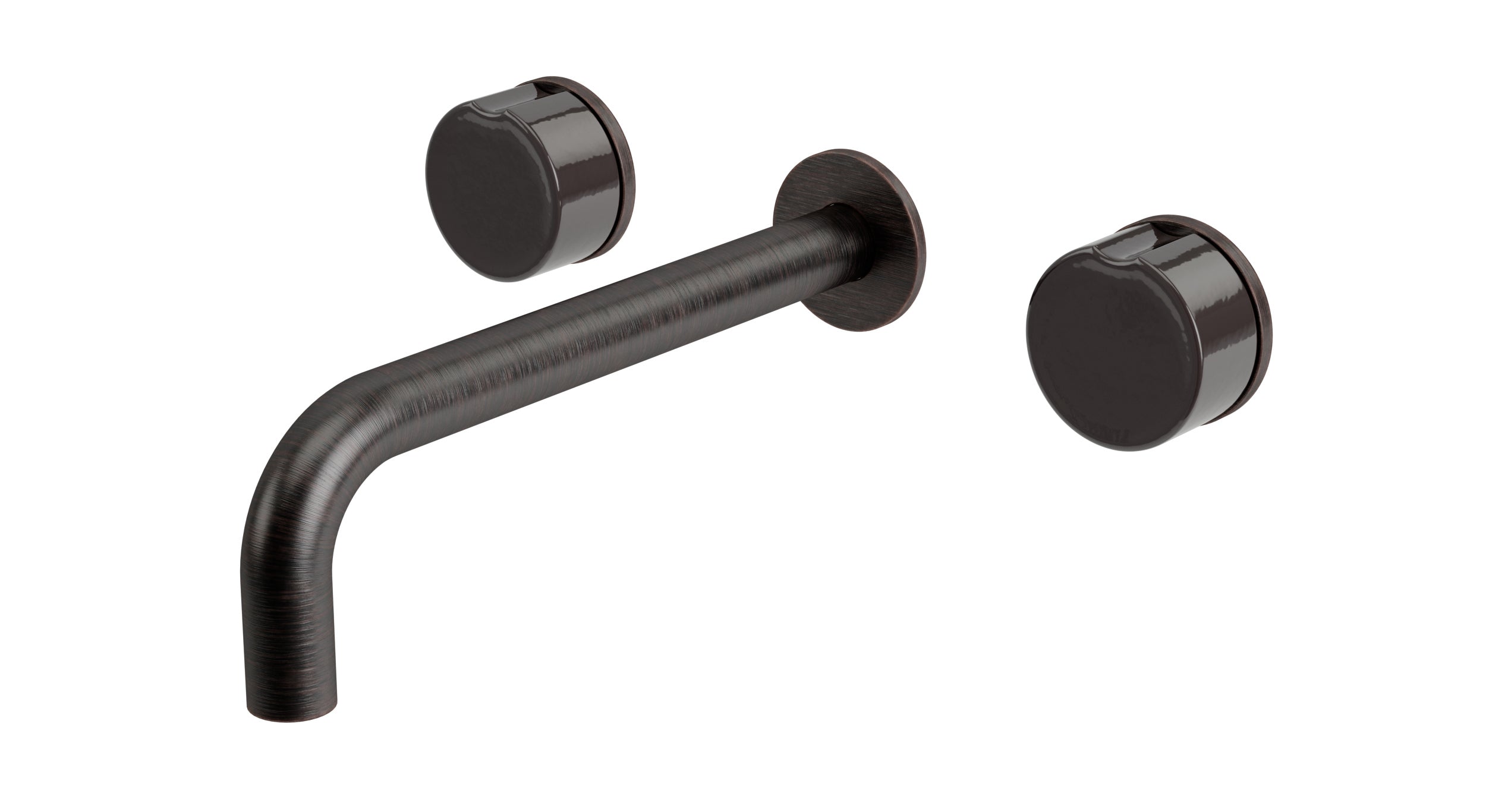 Foundry Two Handle Wall Mount 7.5" Lavatory Faucet with Groove Ceramic Knob Handles in Antique Bronze