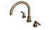 Flatiron Two Handle Deck Mount Gooseneck Bath Trim with Linear Lever Handles in Antique Brass