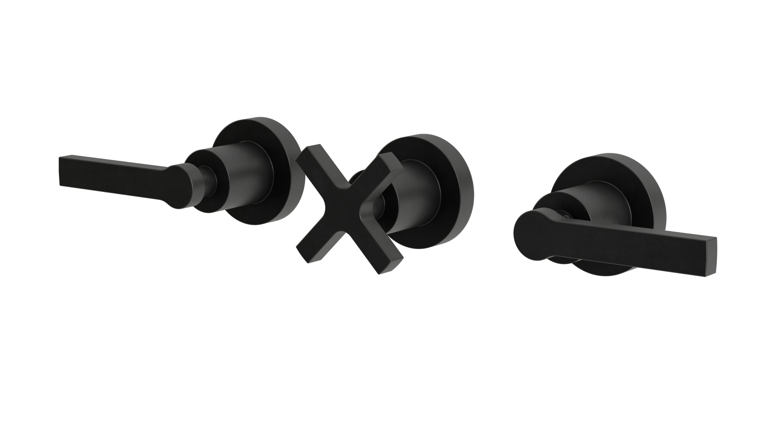 Flatiron Three Handle Wall Mount Bath Trim with Linear Cross/Linear Lever Handles in Oil Rubbed Bronze