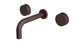 Foundry Two Handle Wall Mount 7.5" Lavatory Faucet with Barrel Knob Handles in Architectural Copper
