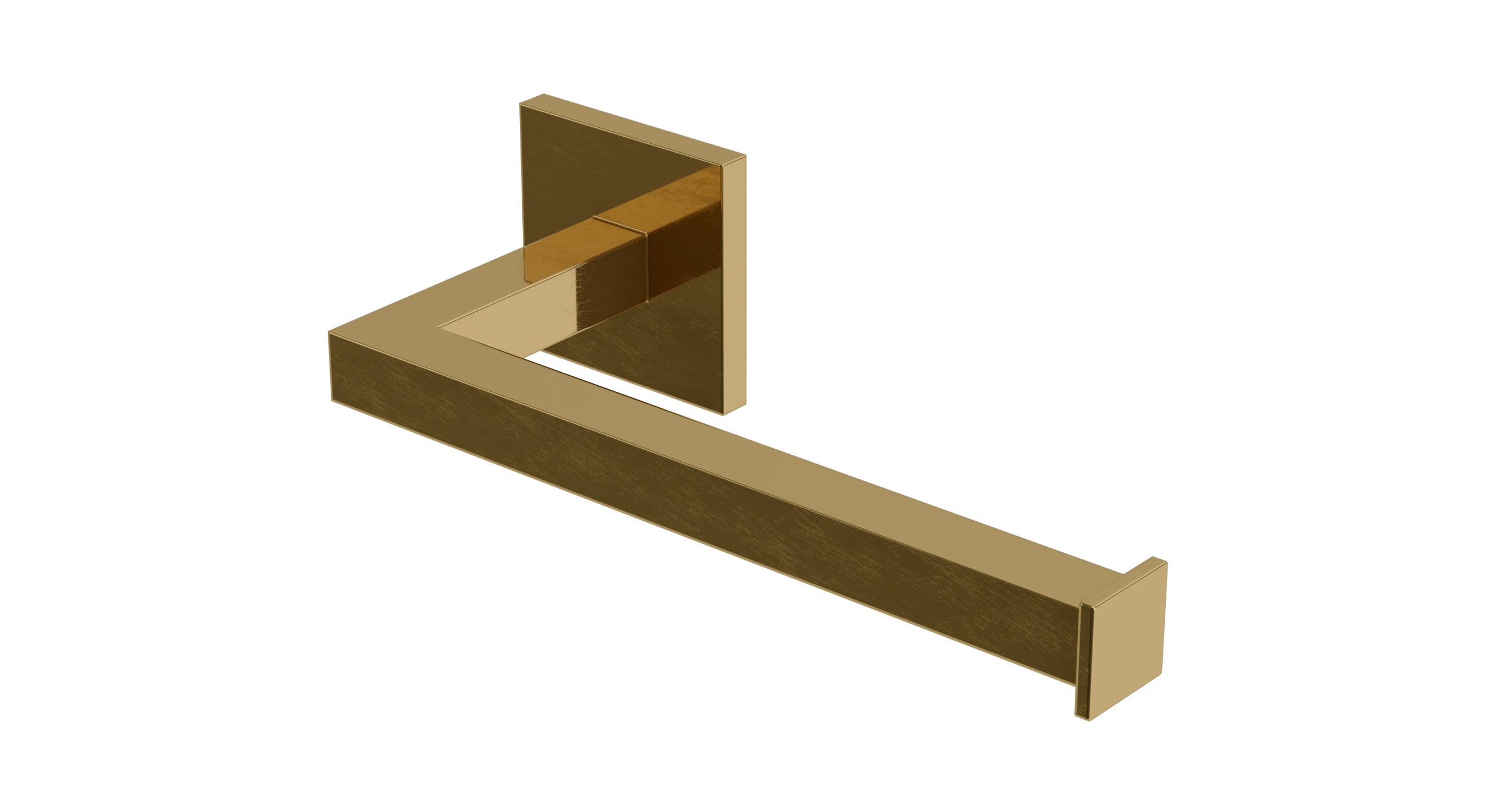 Flatiron Square Hand Towel Bar in Uncoated Polished Brass