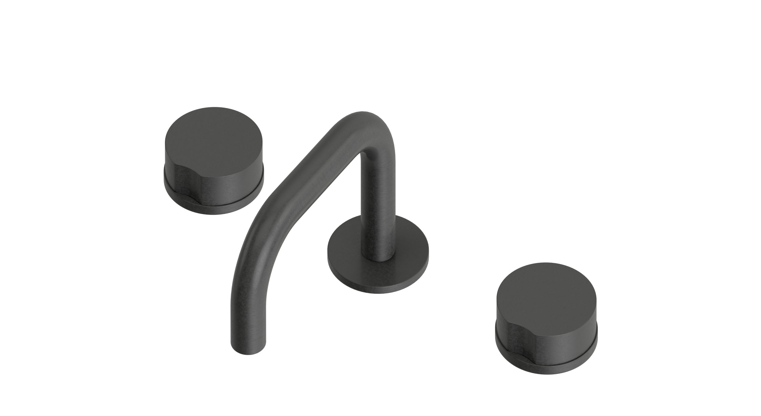Foundry Two Handle Deck Mount Squaretop Lavatory Faucet with Barrel Knob Handles