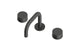Foundry Two Handle Deck Mount Squaretop Lavatory Faucet with Barrel Knob Handles in Blackened Nickel