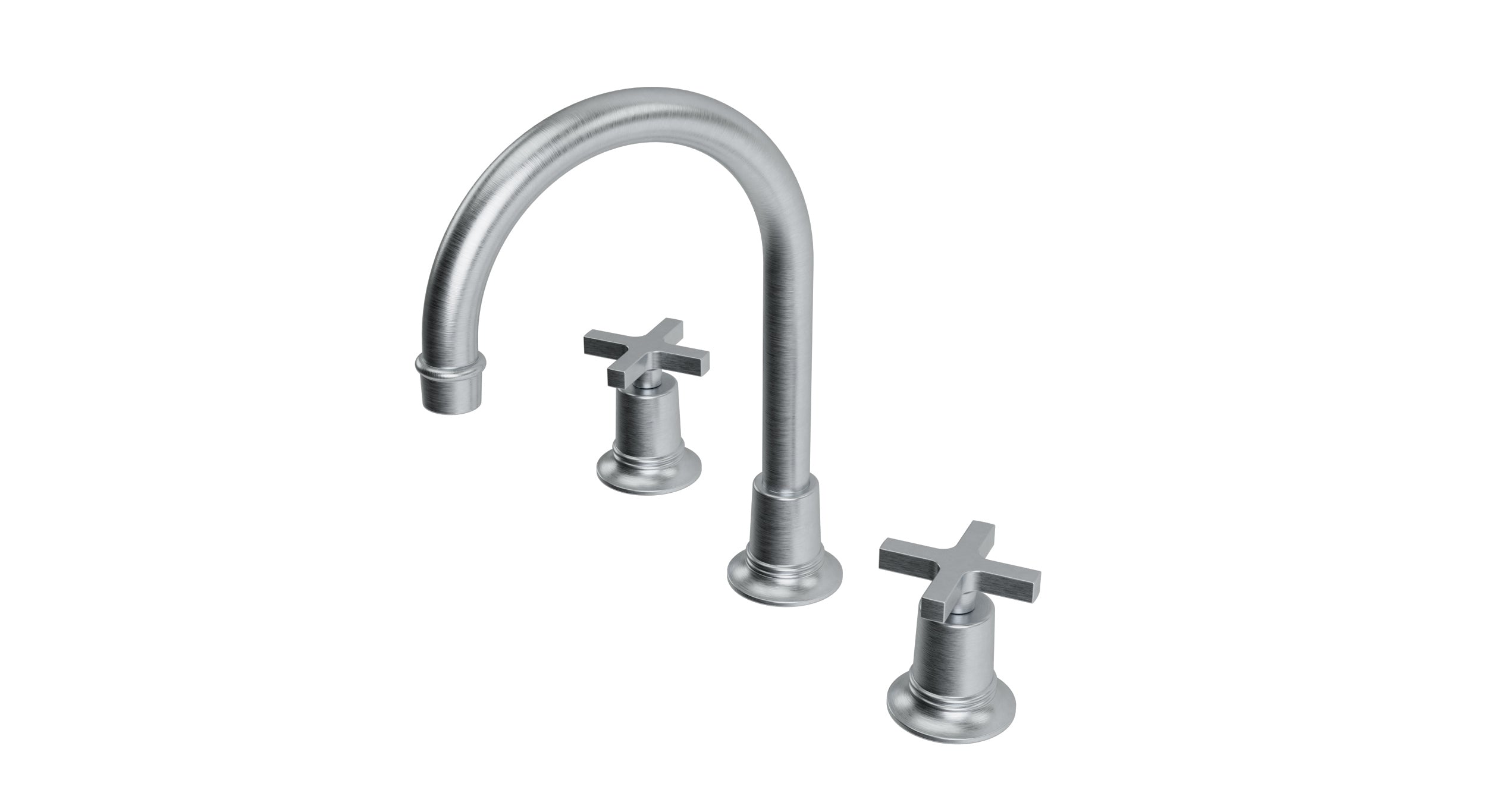 Emerson Two Handle Deck Mount Gooseneck Lavatory Faucet with Classic Cross Handles in Satin Chrome