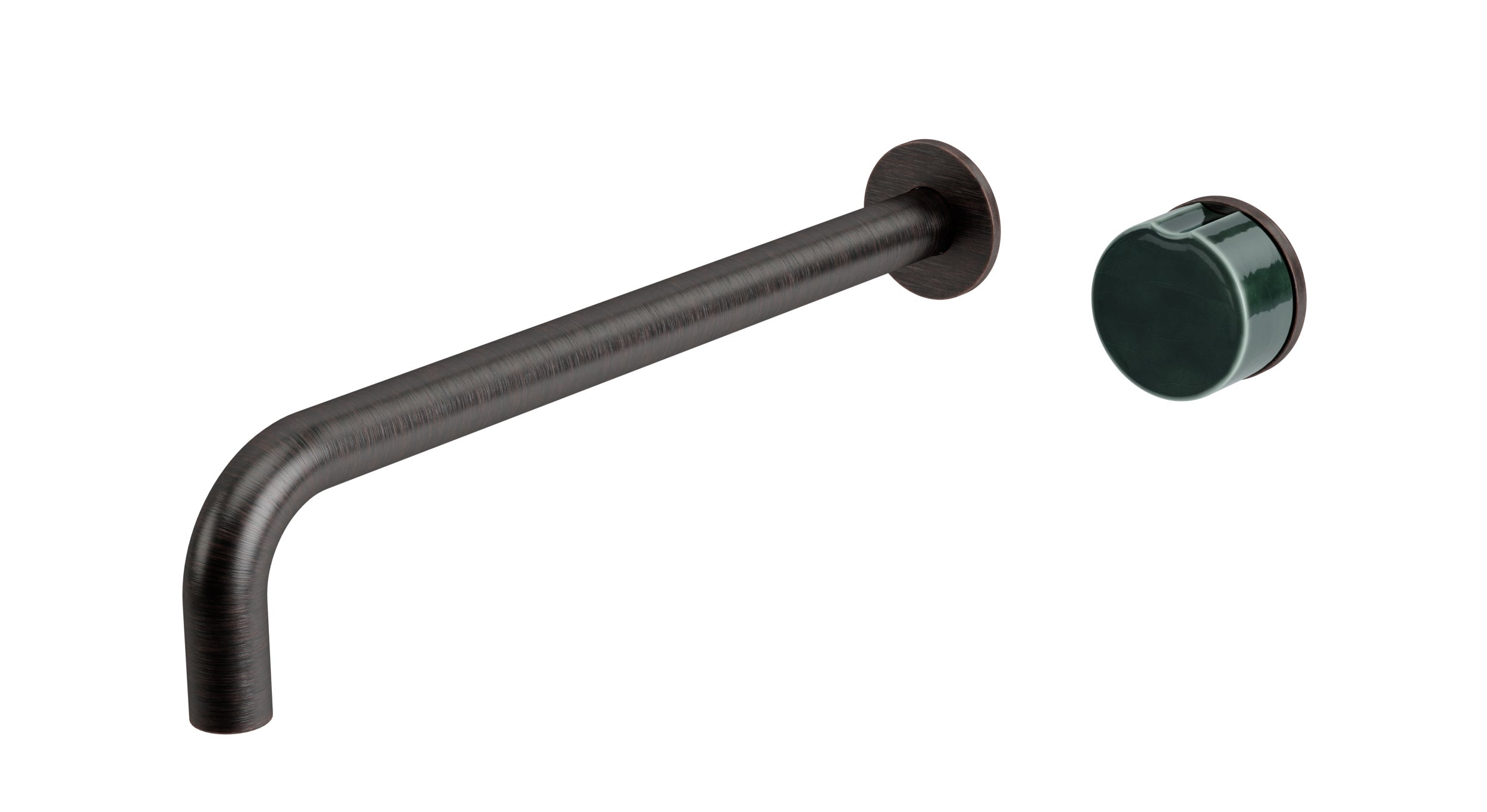 Foundry One Handle Wall Mount 12" Lavatory Faucet with Pebble Ceramic Knob Handle in Antique Bronze