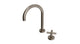 Contour One Handle Deck Mount Gooseneck Lavatory Faucet with Soft Cross Handle in Antique Nickel
