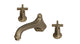 Emerson Two Handle Deck Mount Low Hexagon Bath Trim with Classic Cross Handles in Antique Brass