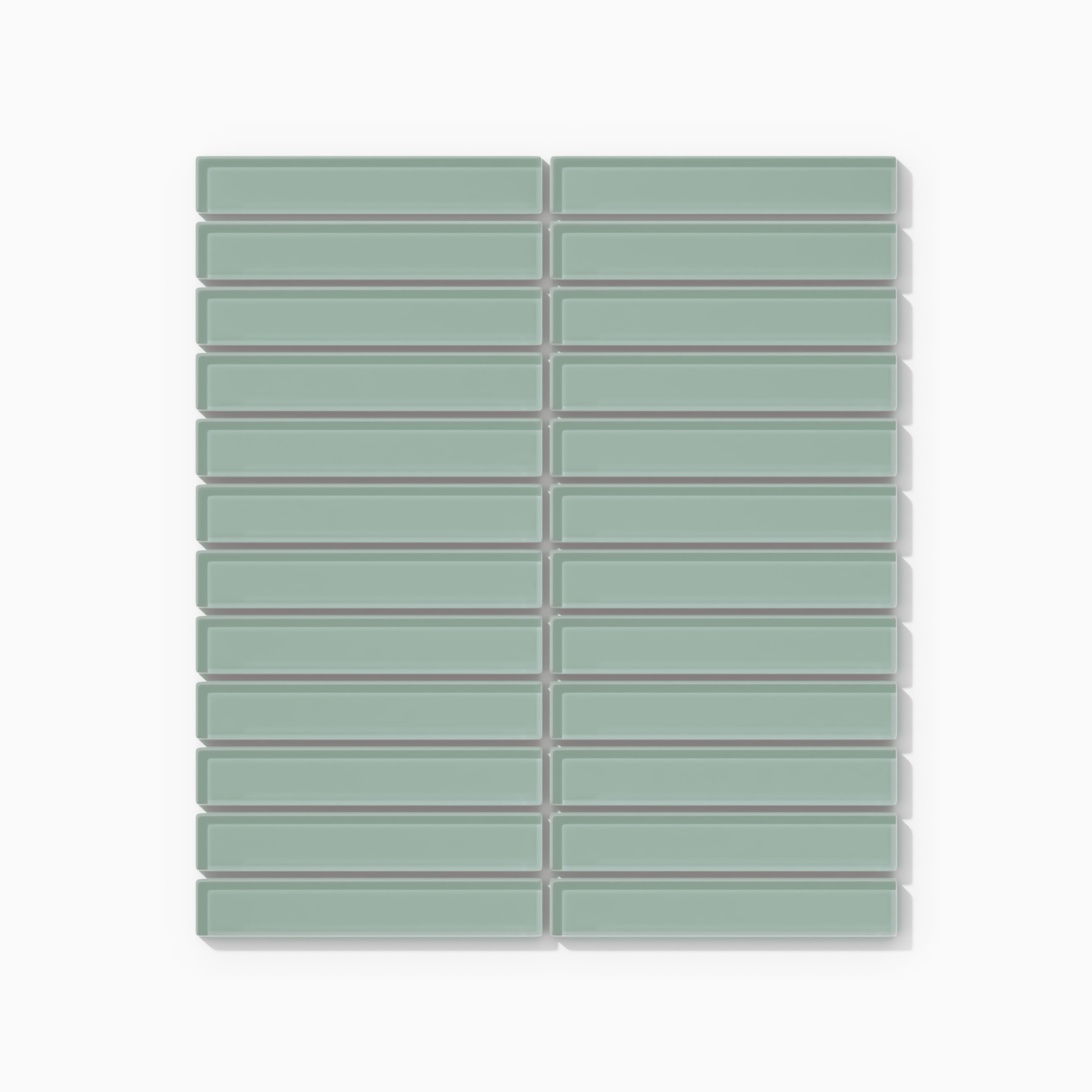 1x6 Straight Set Sheeted Glass Mosaic Tile in Kingfisher Gloss