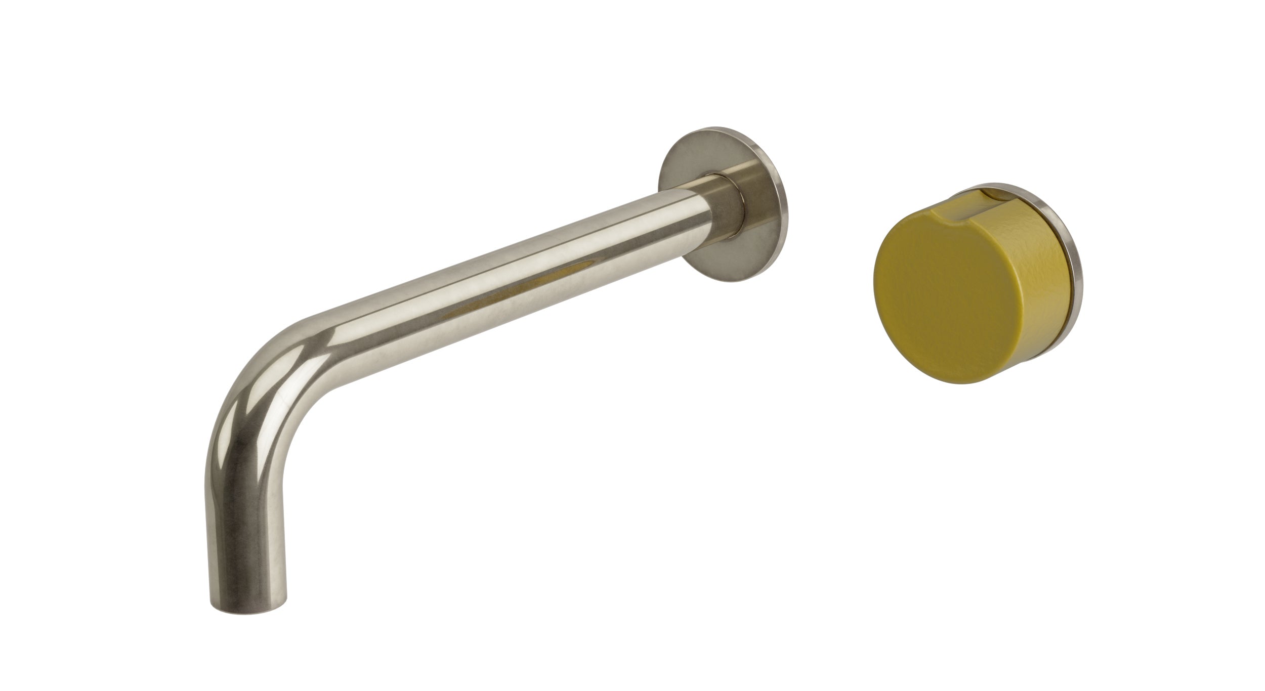 Foundry One Handle Wall Mount 7.5" Lavatory Faucet with Groove Ceramic Knob Handle in French Nickel
