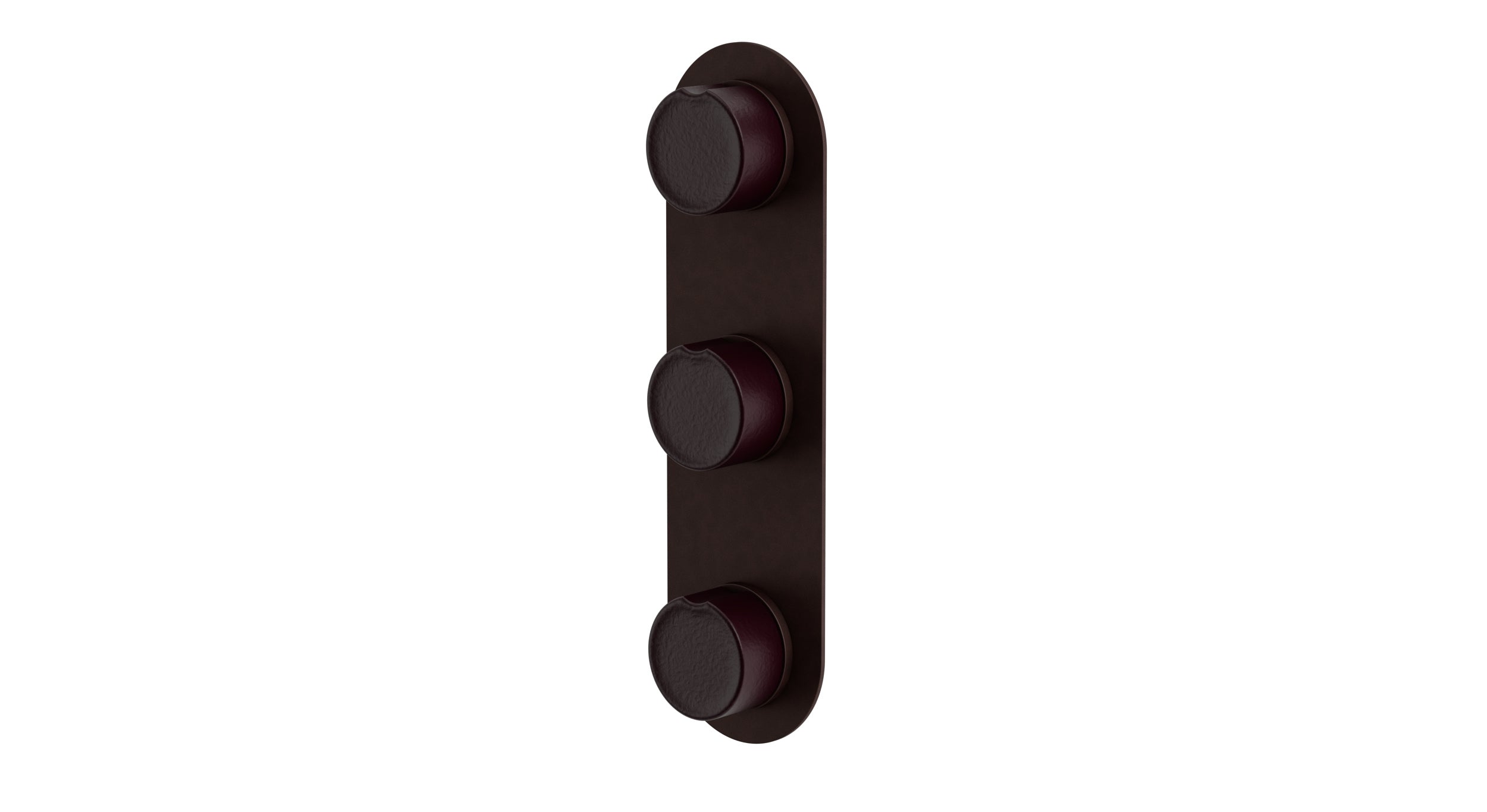 Foundry Three Handle Wall Mount Shower Trim with Groove Ceramic Knob Handles in Architectural Copper