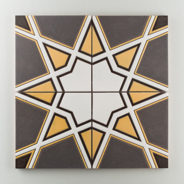 8x8 Handpainted Tile Padma in Warm Motif