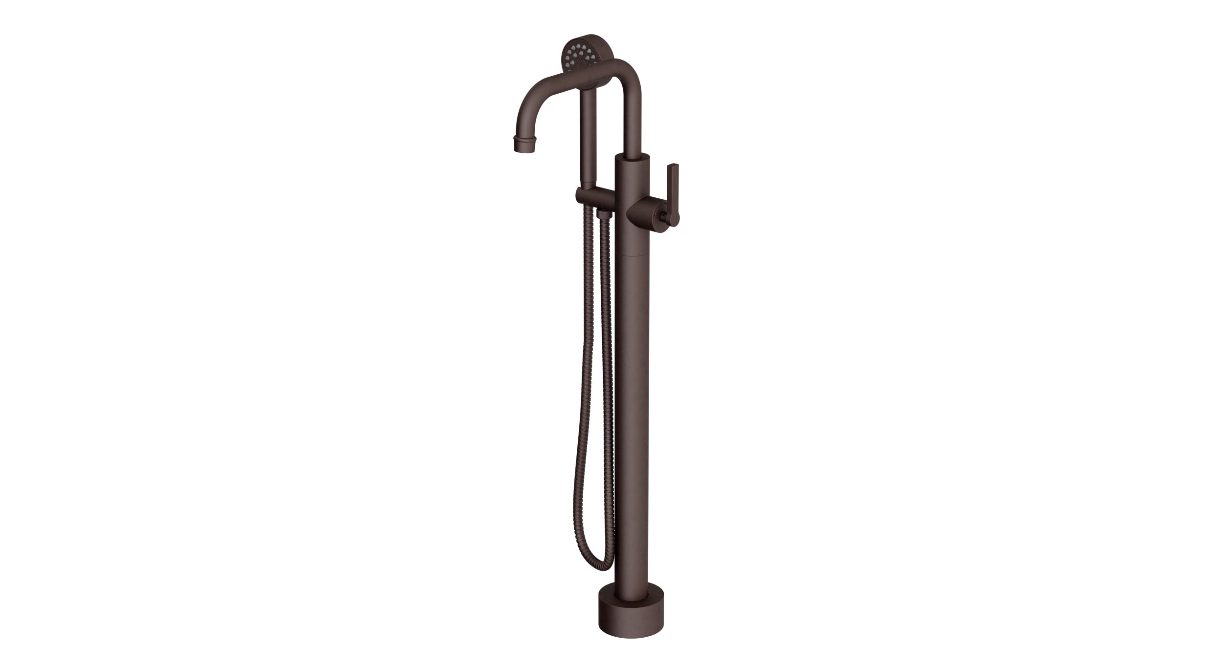 Emerson One Handle Floor Mount Squaretop Bath Trim with Hand Shower and Classic Lever Handle in Architectural Copper