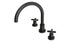 Flatiron Two Handle Deck Mount Gooseneck Bath Trim with Linear Cross Handles in Oil Rubbed Bronze