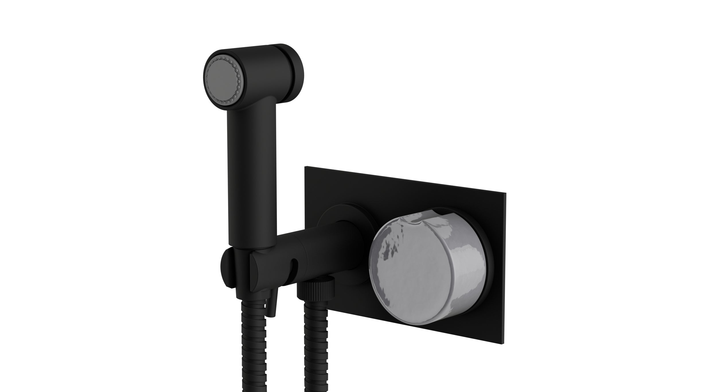 Foundry One Handle Wall Mount Bidet Trim with Groove Ceramic Knob Handle in Matte Black