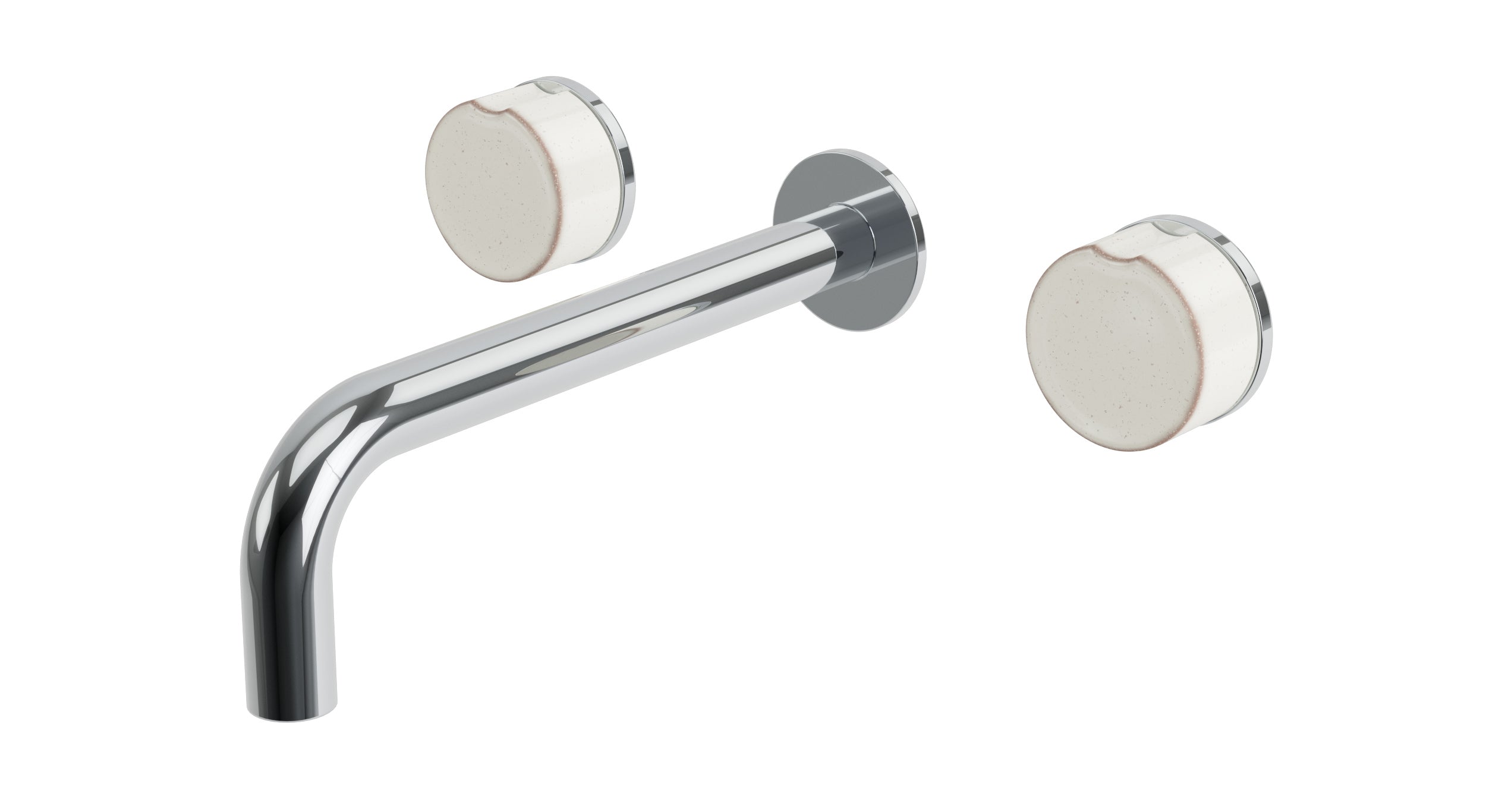 Foundry Two Handle Wall Mount 7.5" Lavatory Faucet with Groove Ceramic Knob Handles in Polished Chrome