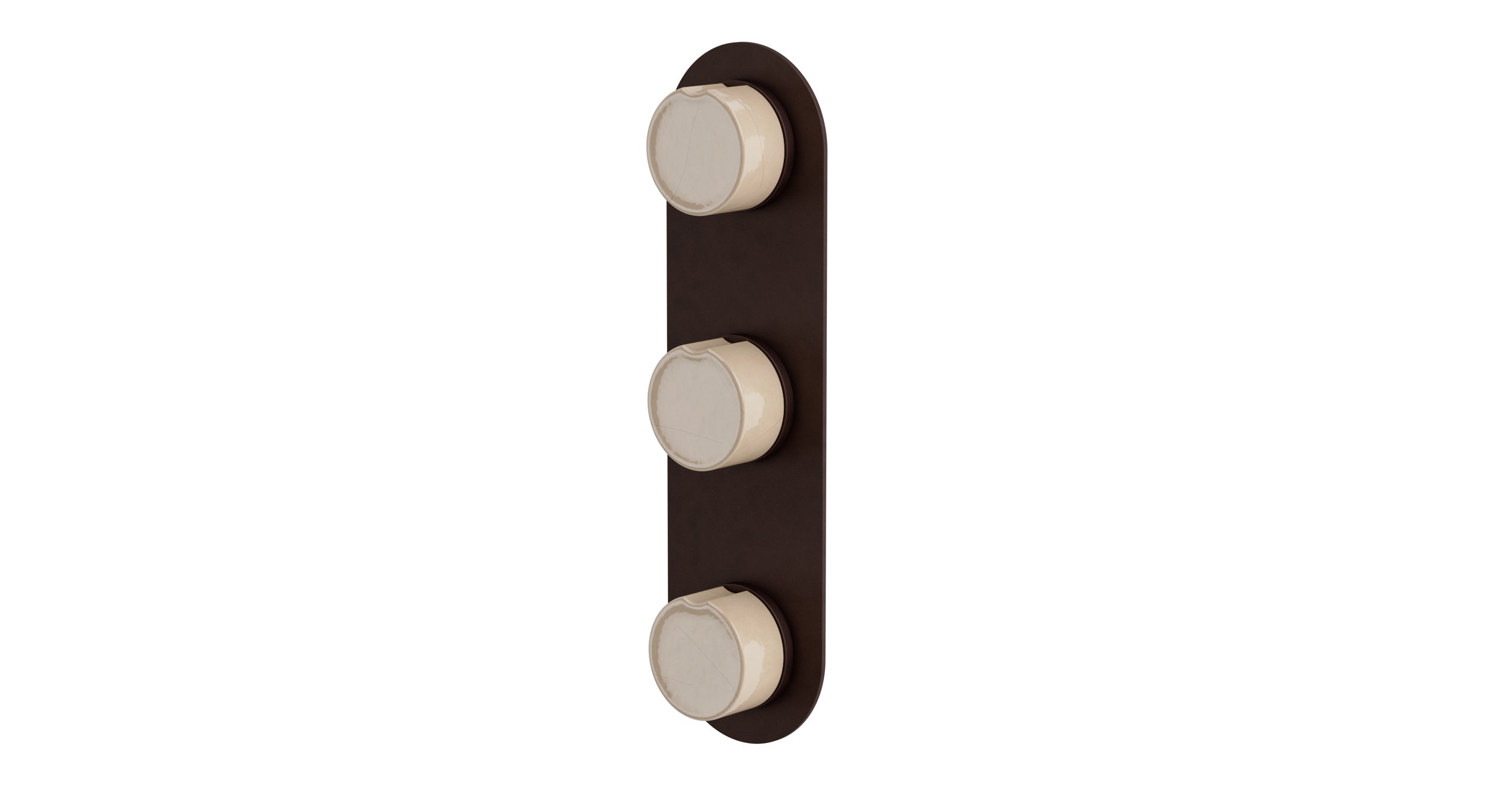 Foundry Three Handle Wall Mount Shower Trim with Groove Ceramic Knob Handles in Architectural Copper