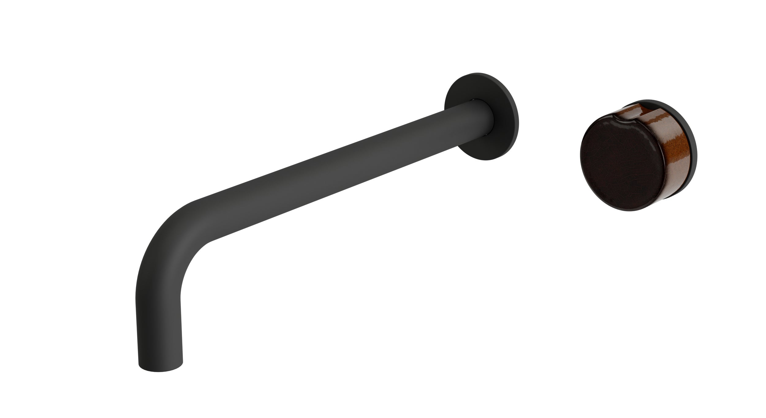Foundry One Handle Wall Mount 10" Lavatory Faucet with Groove Ceramic Knob Handle in Matte Black