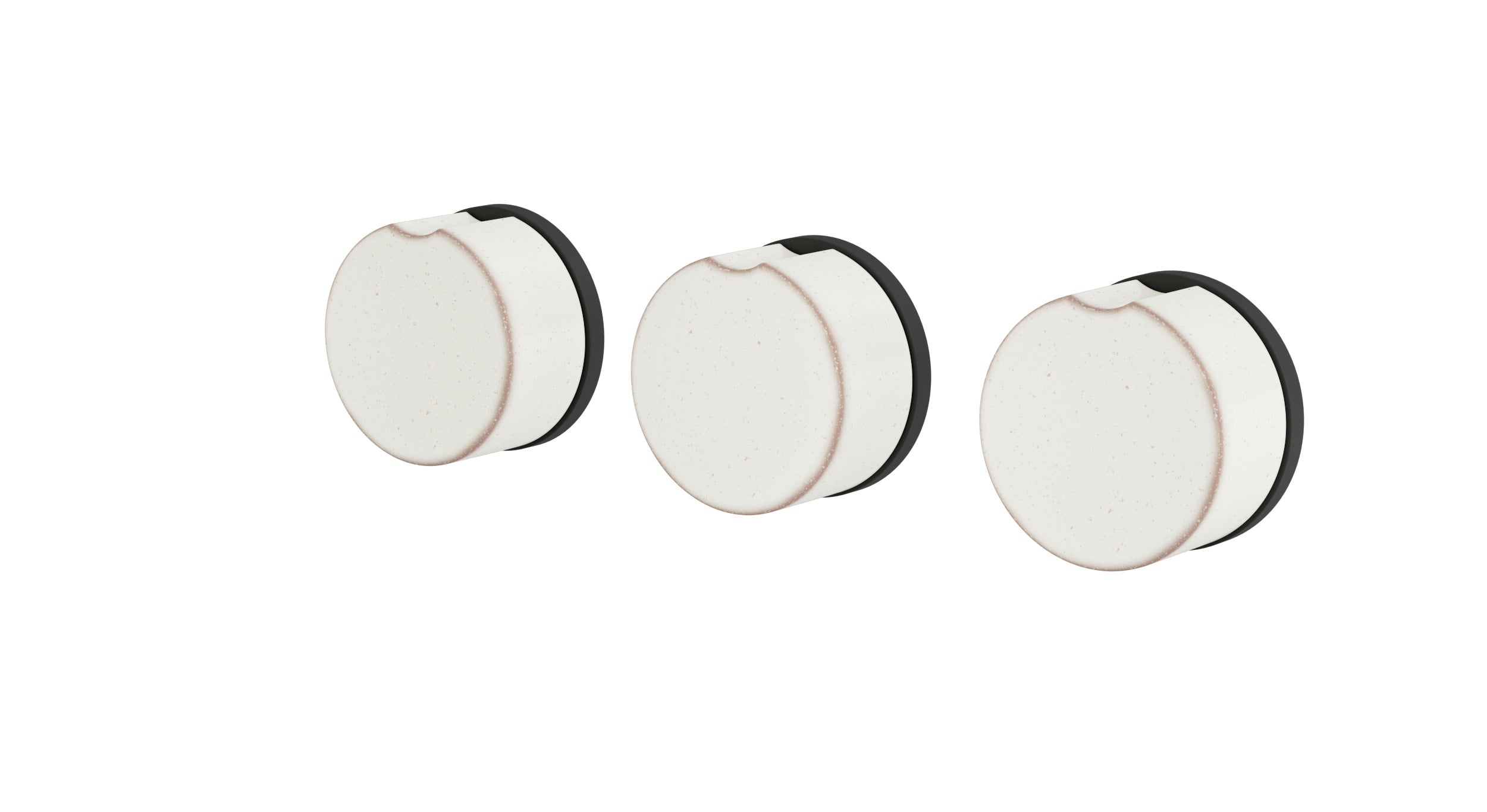 Foundry Three Handle Wall Mount Bath Trim with Diverter/Volume Control and Groove Ceramic Knob Handles in Matte Black