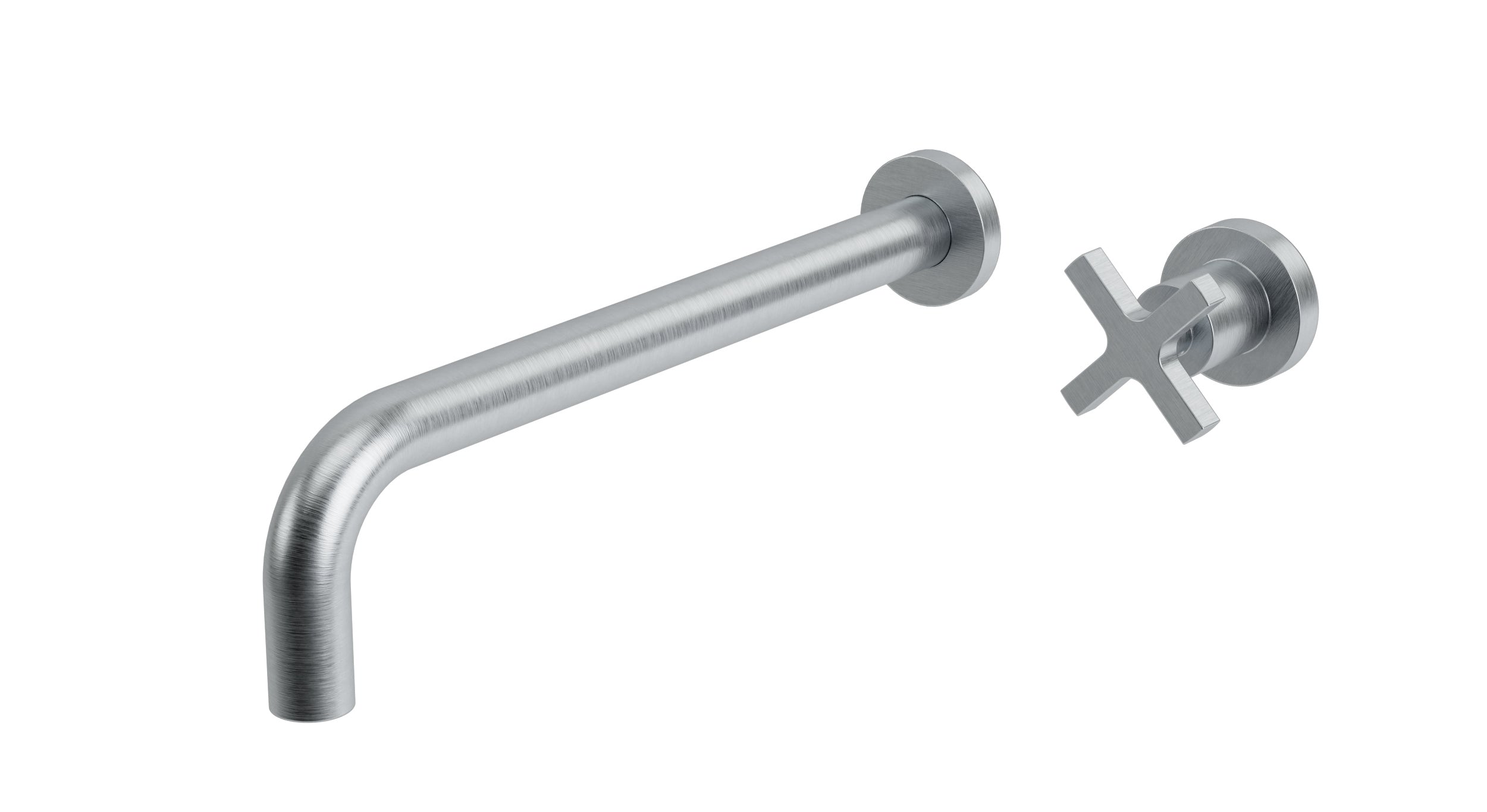 Flatiron One Handle Wall Mount 12" Lavatory Faucet with Linear Cross Handle in Satin Chrome