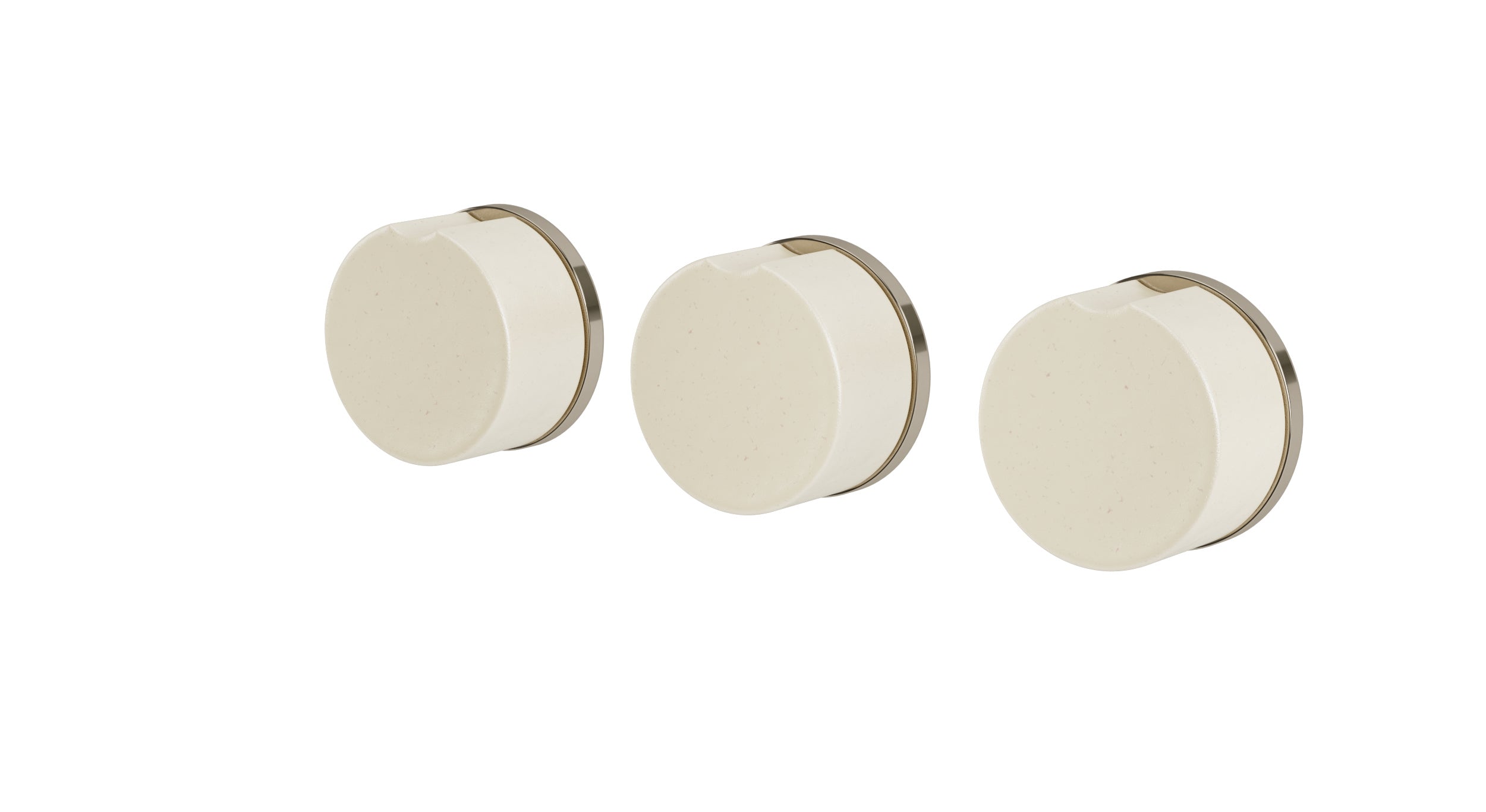 Foundry Three Handle Wall Mount Bath Trim with Diverter/Volume Control and Groove Ceramic Knob Handles in Polished Nickel
