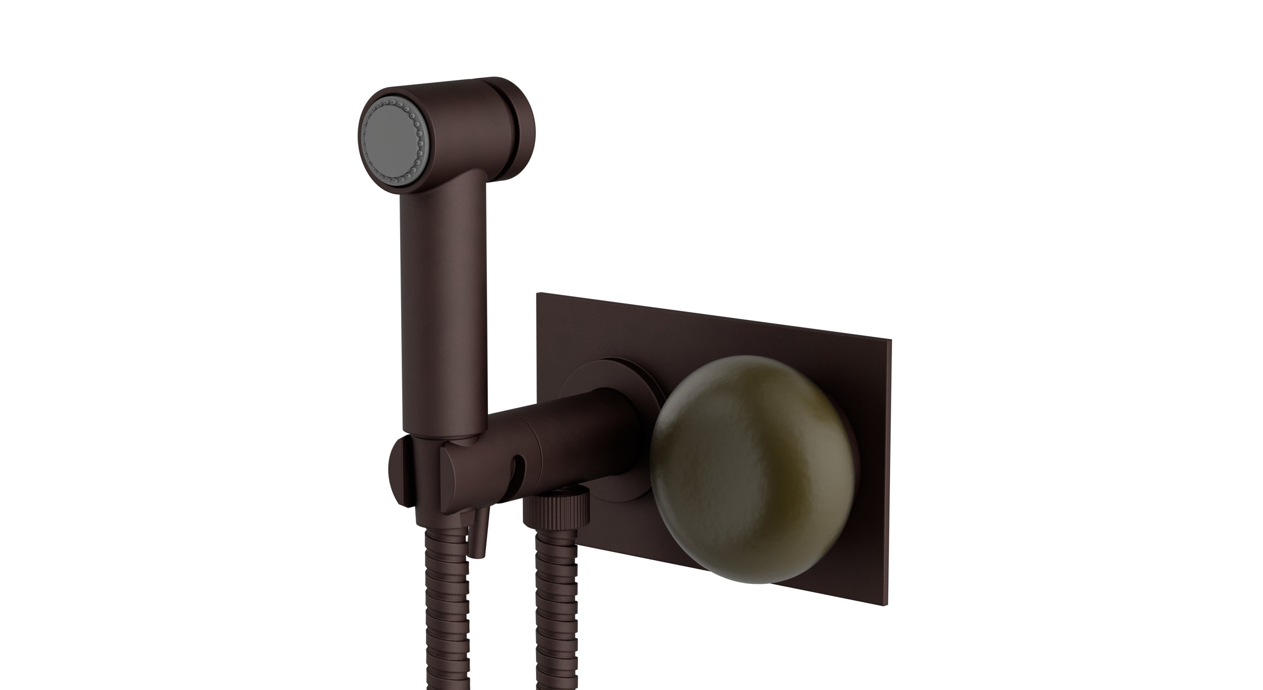 Foundry One Handle Wall Mount Bidet Trim with Pebble Ceramic Knob Handle in Architectural Copper