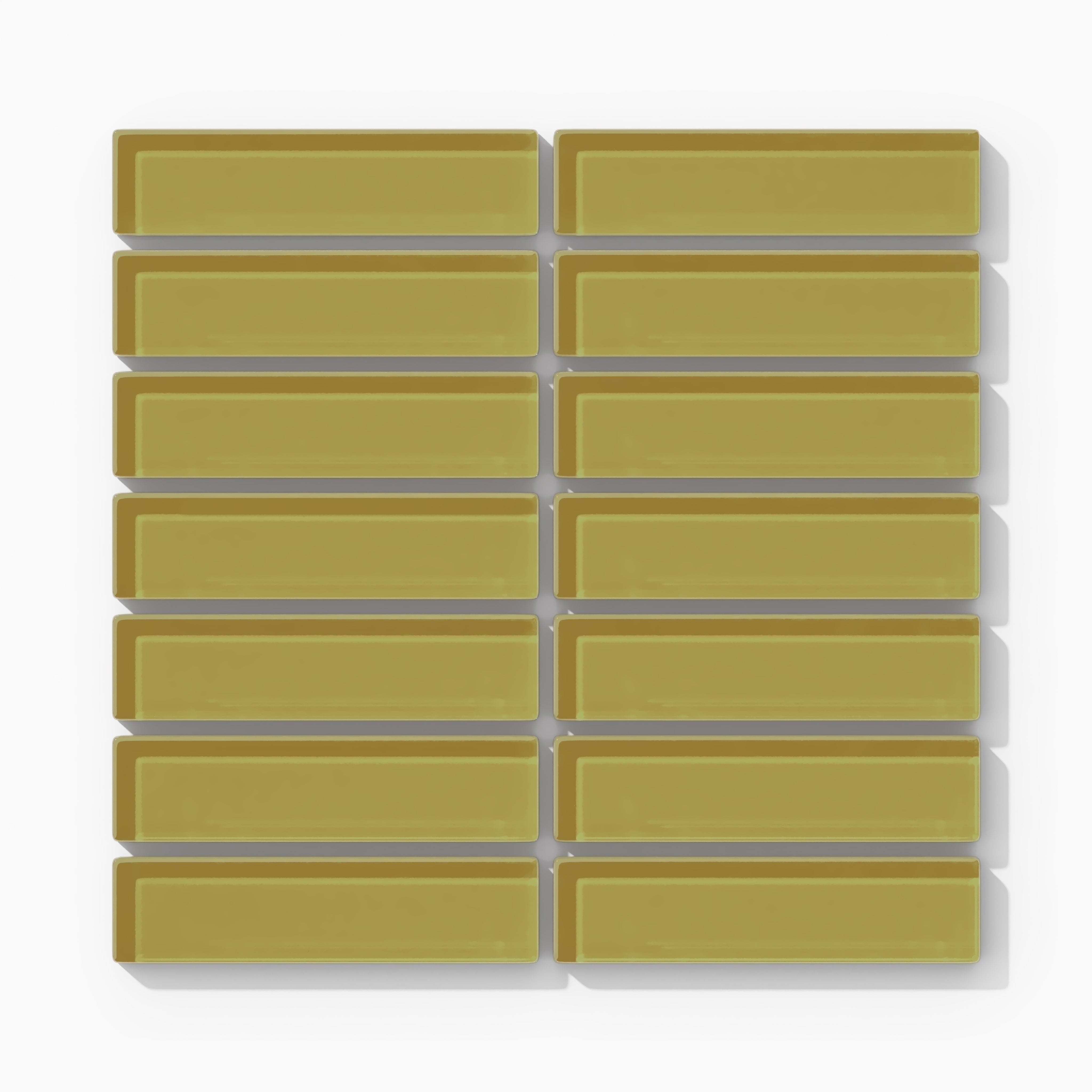 1x4 Straight Set Sheeted Glass Mosaic Tile in Pine Siskin Gloss