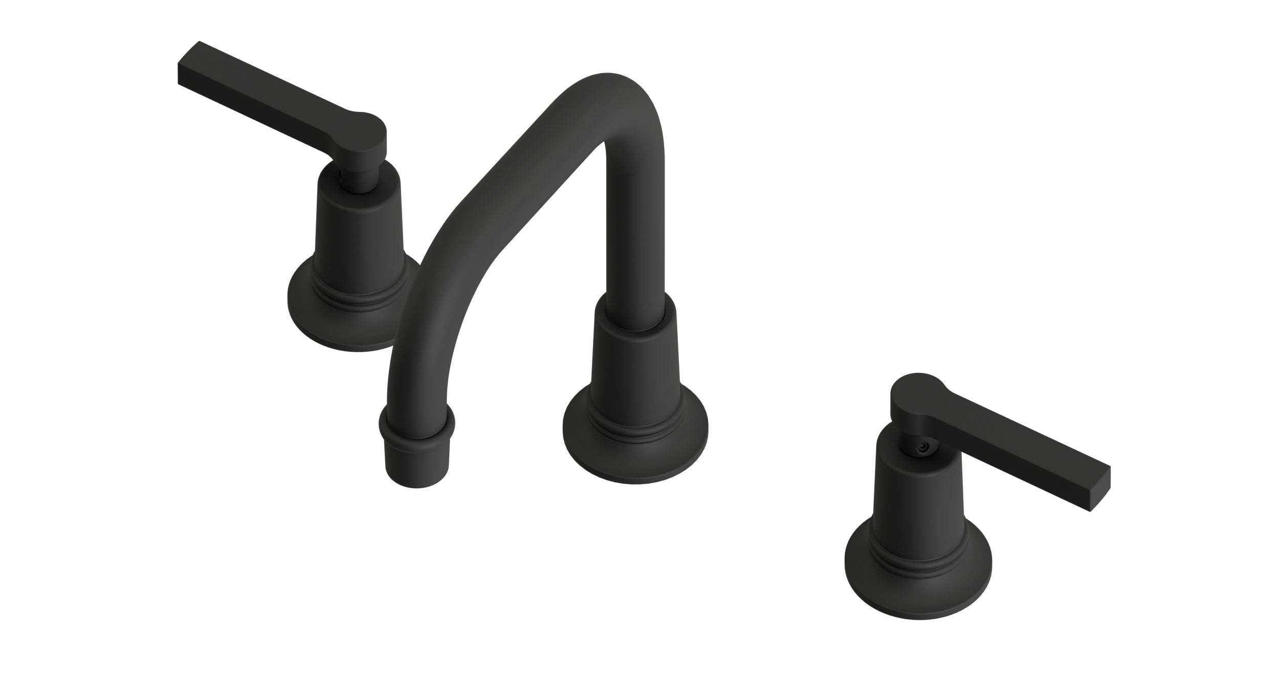 Emerson Two Handle Deck Mount Squaretop Lavatory Faucet with Classic Lever Handles in Matte Black