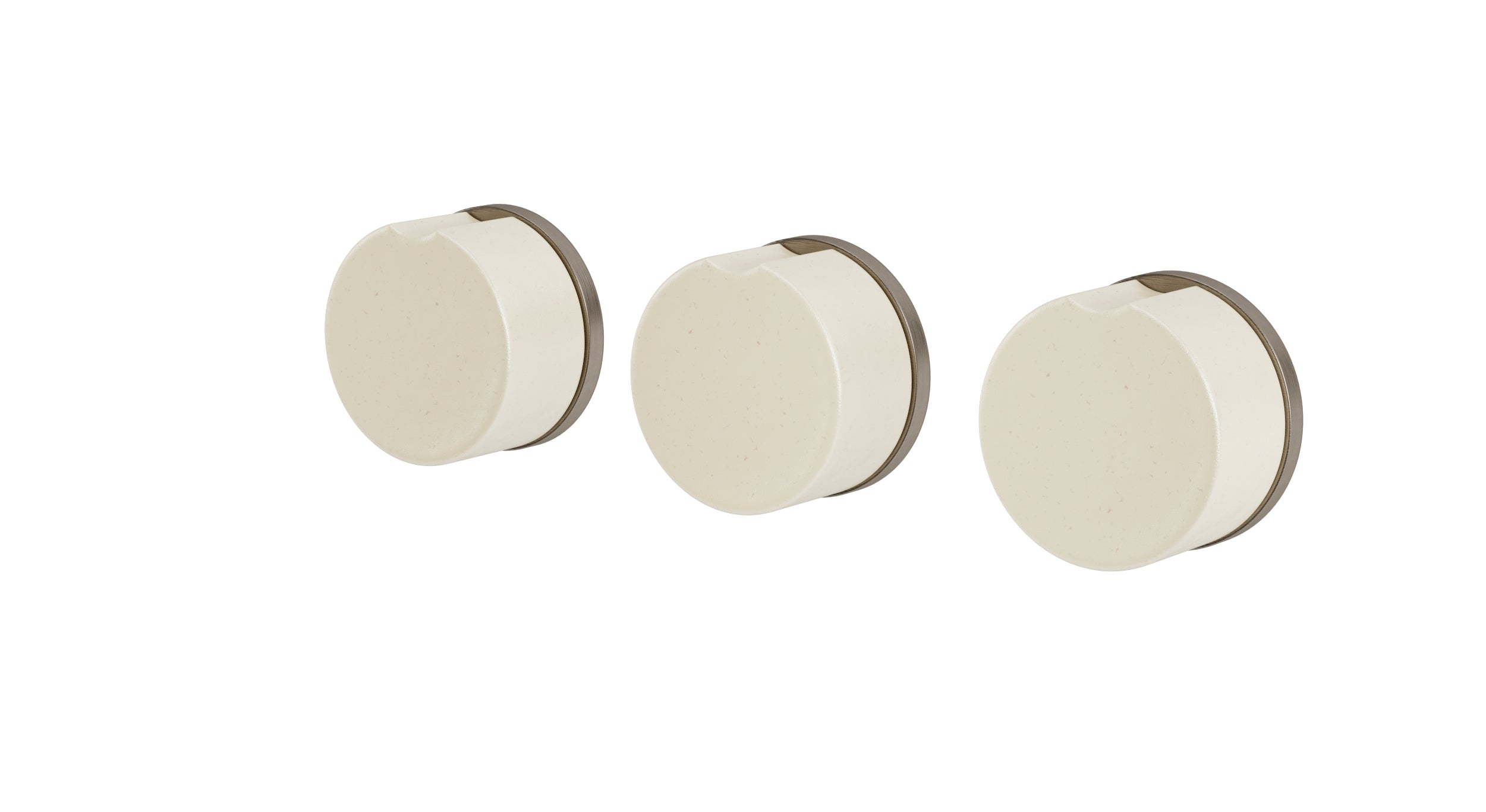 Foundry Three Handle Wall Mount Bath Trim with Diverter/Volume Control and Groove Ceramic Knob Handles in Antique Nickel