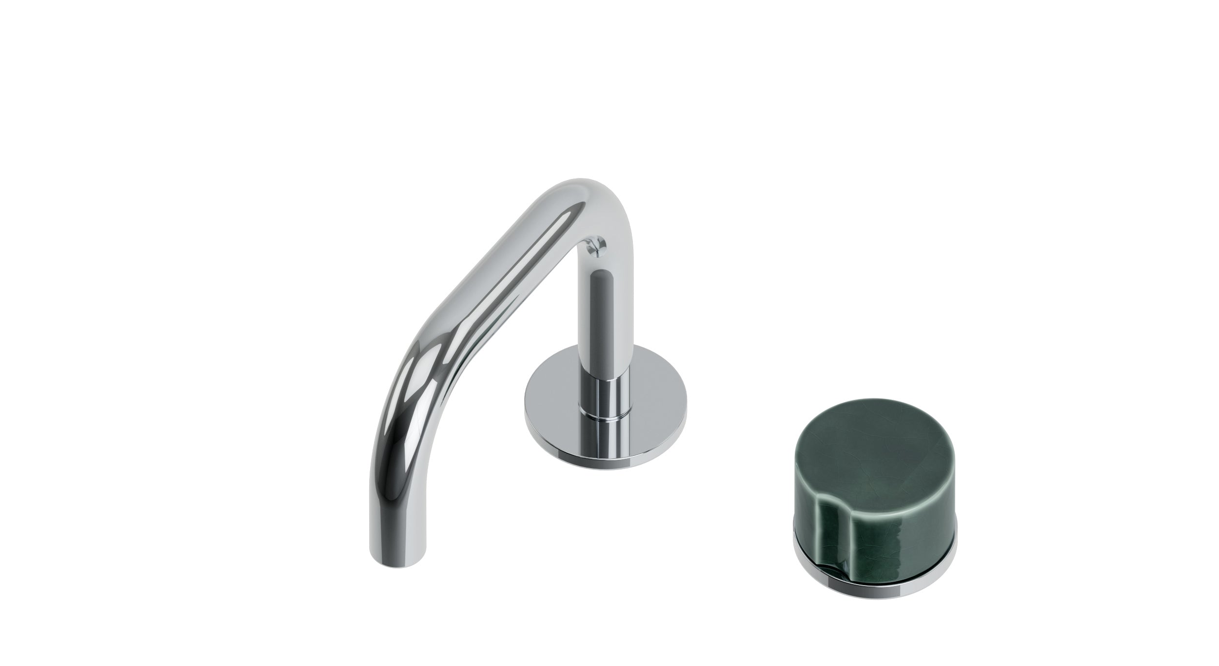 Foundry One Handle Deck Mount Squaretop Lavatory Faucet with Groove Ceramic Knob Handle in Polished Chrome