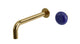 Foundry One Handle Wall Mount 7.5" Lavatory Faucet with Pebble Ceramic Knob Handle in Uncoated Polished Brass