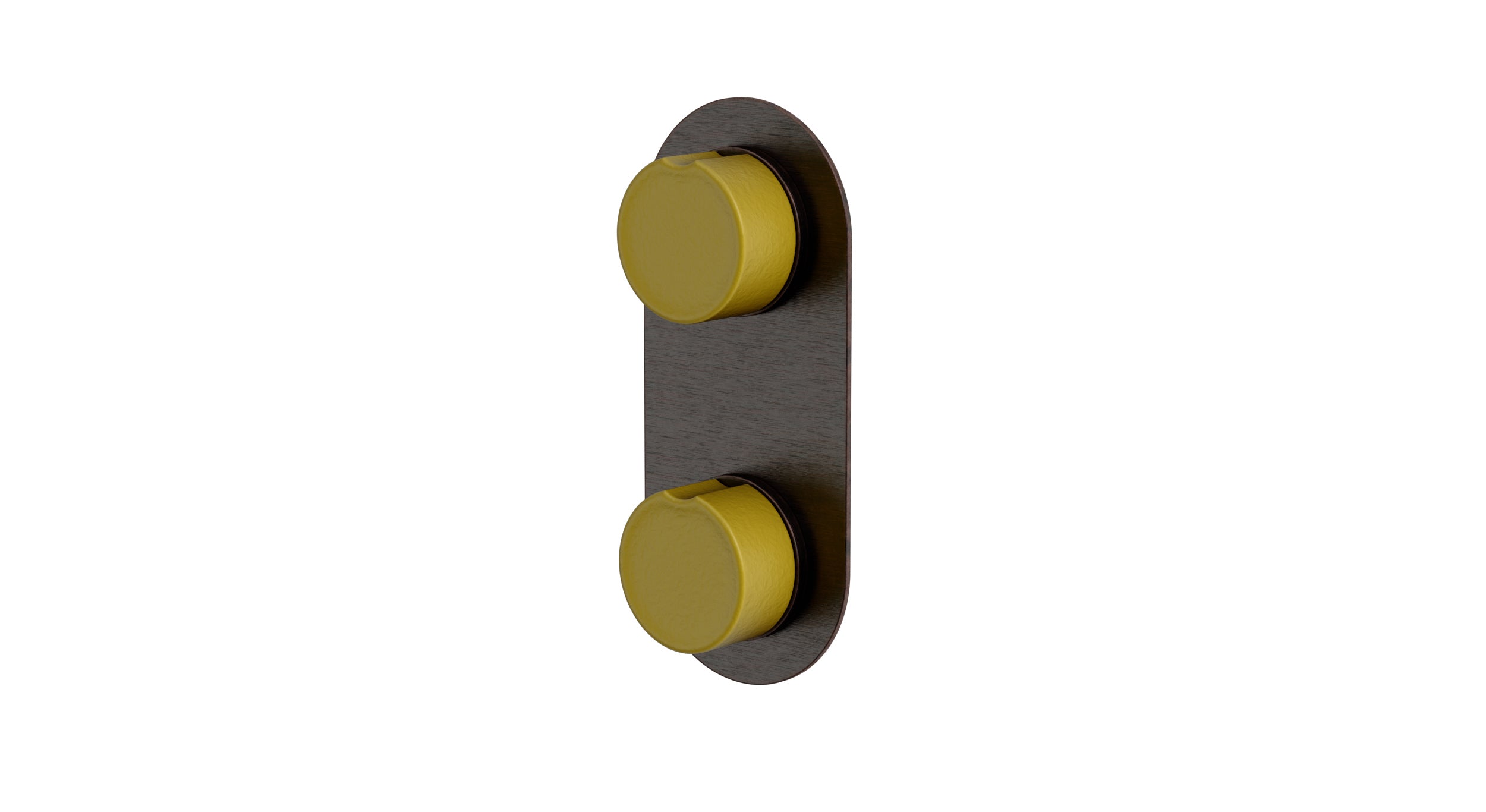 Foundry Two Handle Wall Mount Shower Trim with Groove Ceramic Knob Handles in Antique Bronze