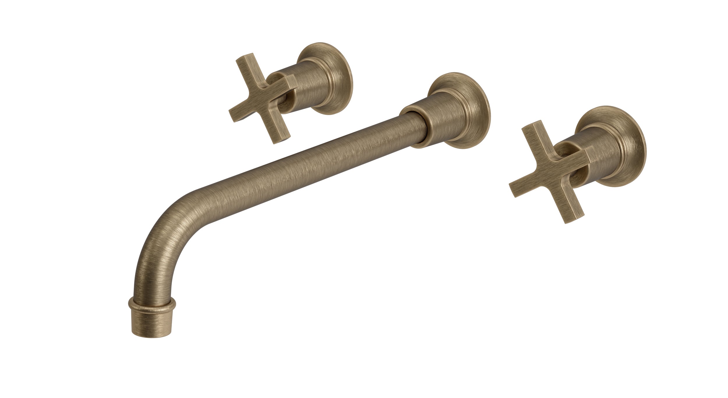 Emerson One Handle Wall Mount 12" Lavatory Faucet with Classic Cross Handle in Antique Brass