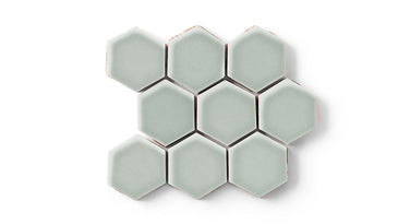 3" Hexagon Sheeted Original Ceramic Mosaic Tile in Overcast Gloss
